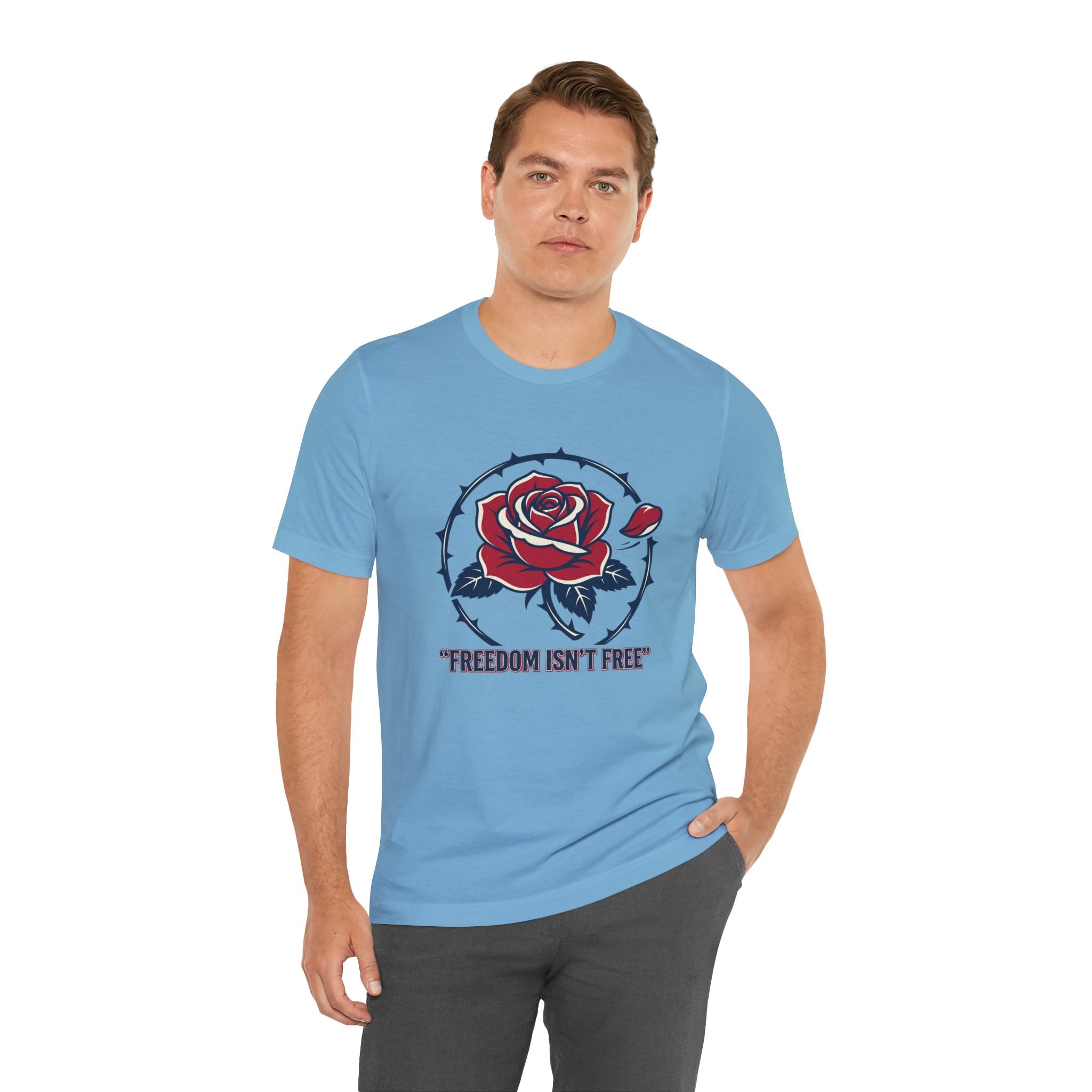 Freedom Isn't Free Rose Tee | Patriotic Rose and Barbed Wire T-Shirt