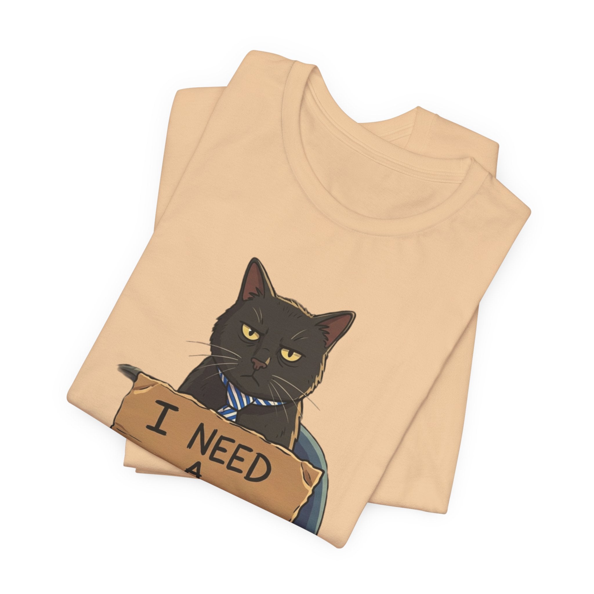 Black Cat Holding 'I Need a Vacation' Tee | Funny Cat Shirt