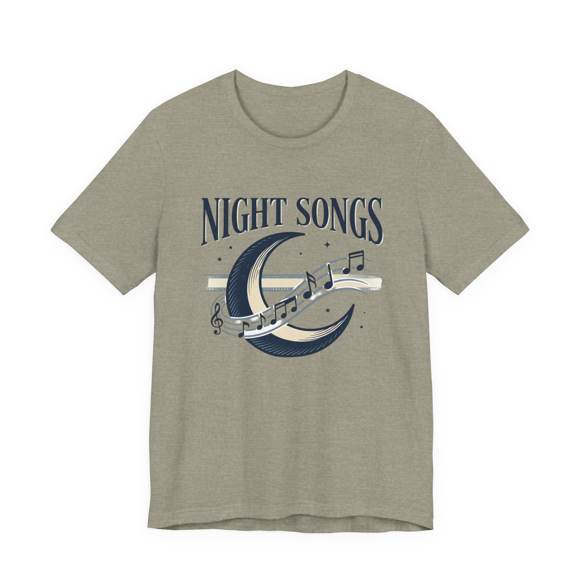 Night Songs crescent moon with musical notes T-Shirt | music tee