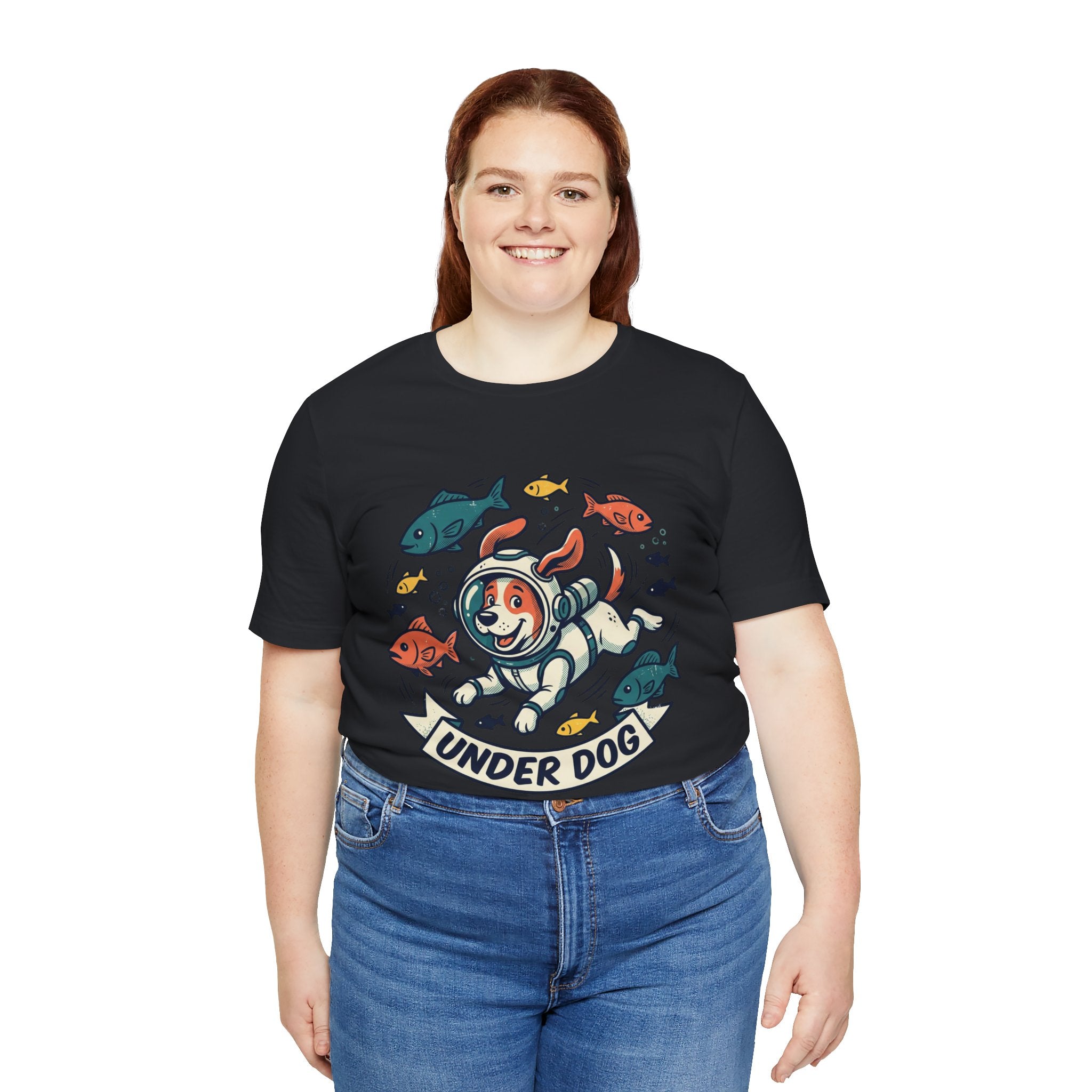 Under Dog scuba diver dog tee, fish, vintage cartoon