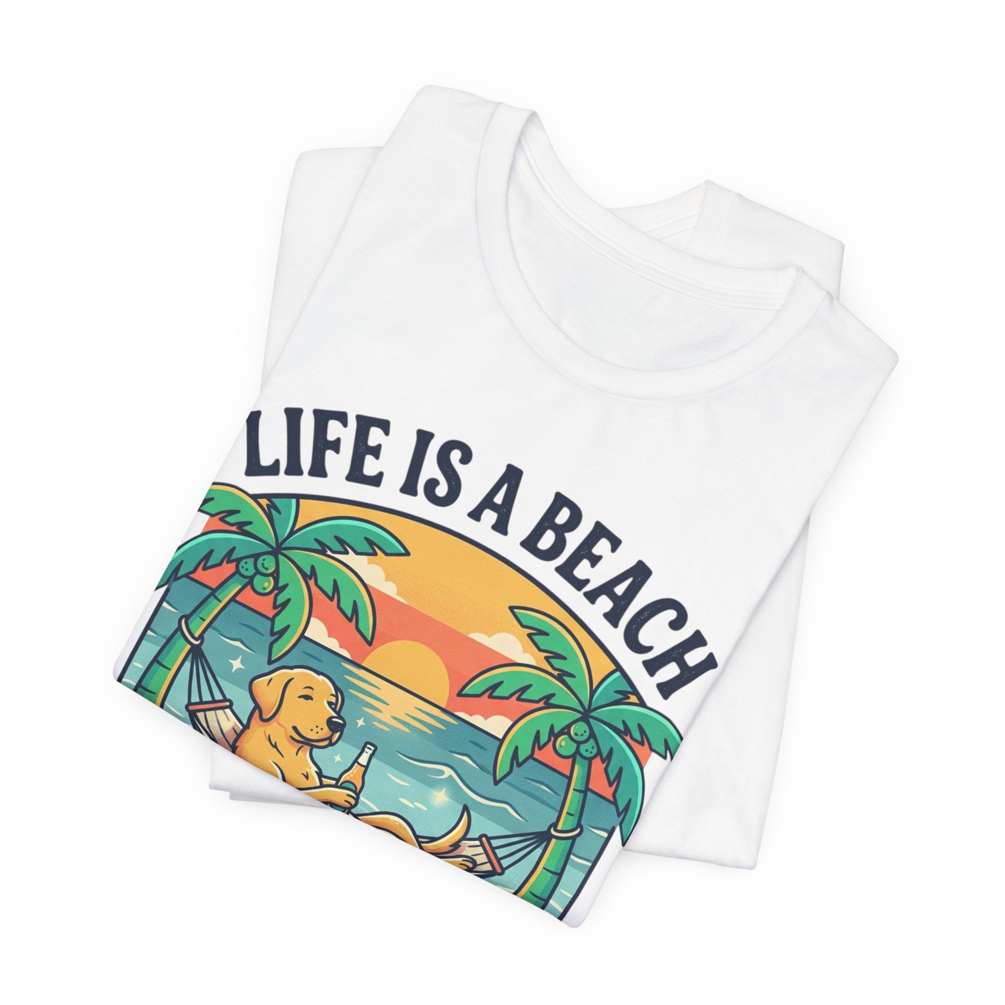 Life Is A Beach dog hammock tee | beach sunset palm trees