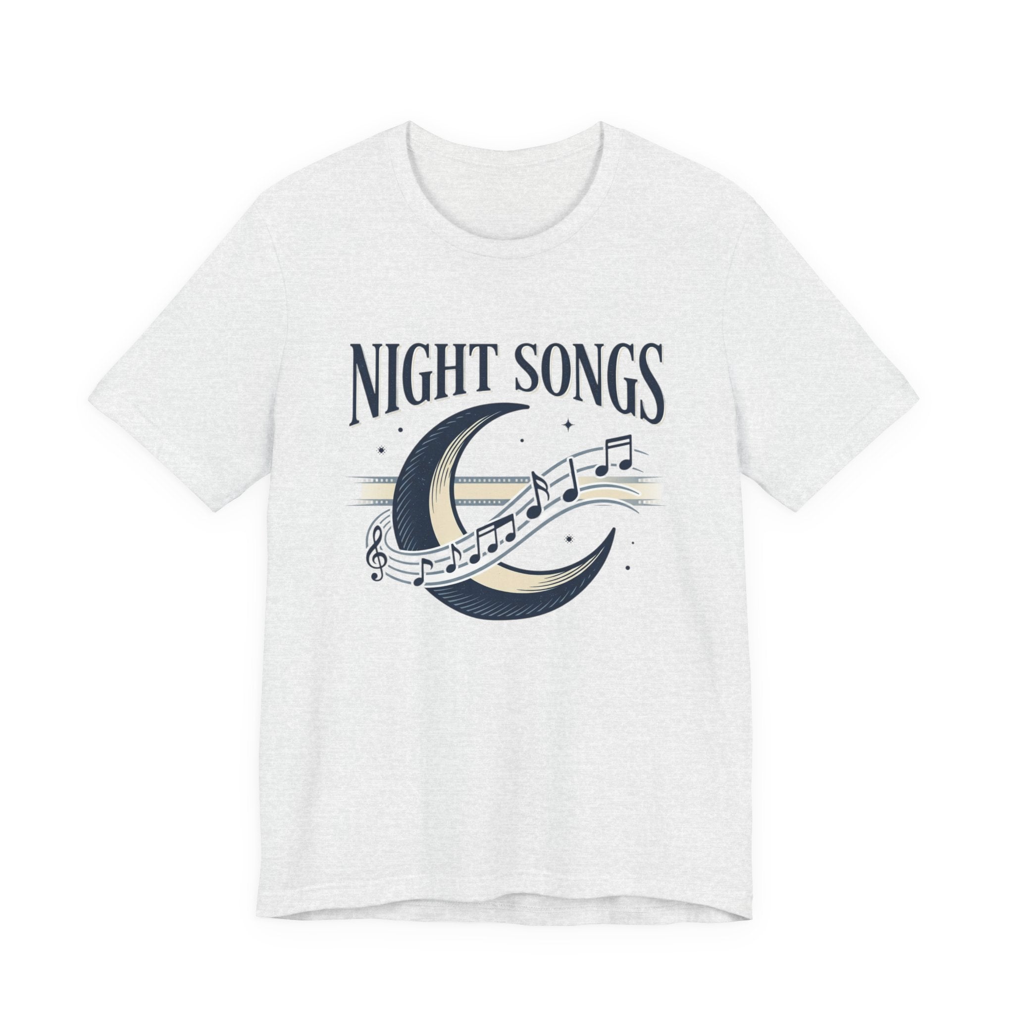 Night Songs crescent moon with musical notes T-Shirt | music tee