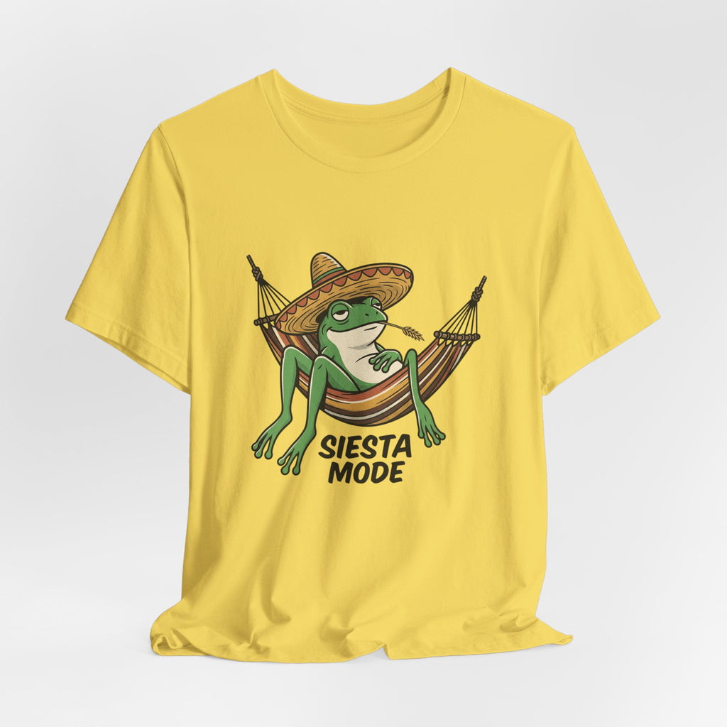 Siesta Mode Frog hammock T-Shirt | Relaxing Sombrero frog tee