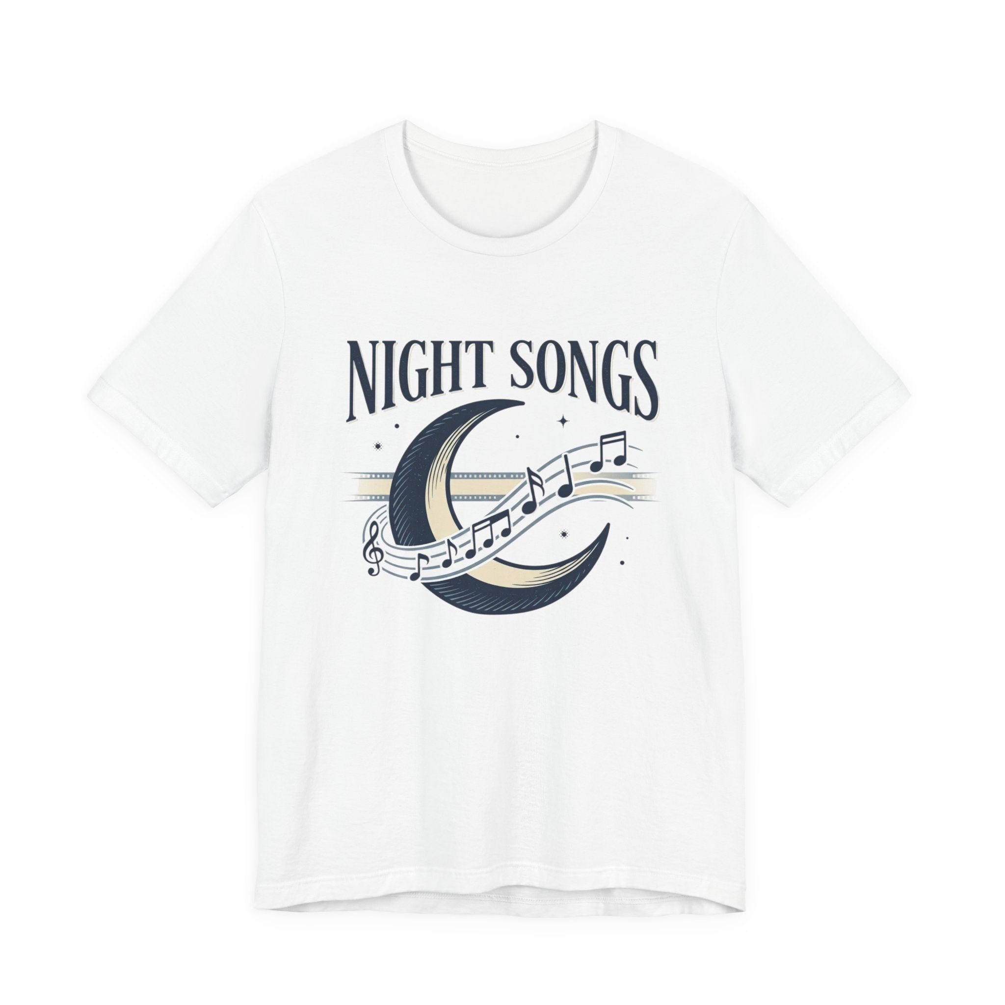Night Songs crescent moon with musical notes T-Shirt | music tee