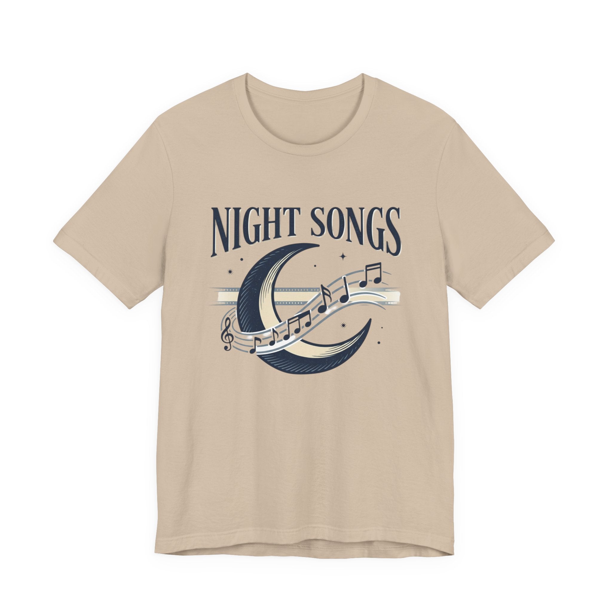 Night Songs crescent moon with musical notes T-Shirt | music tee