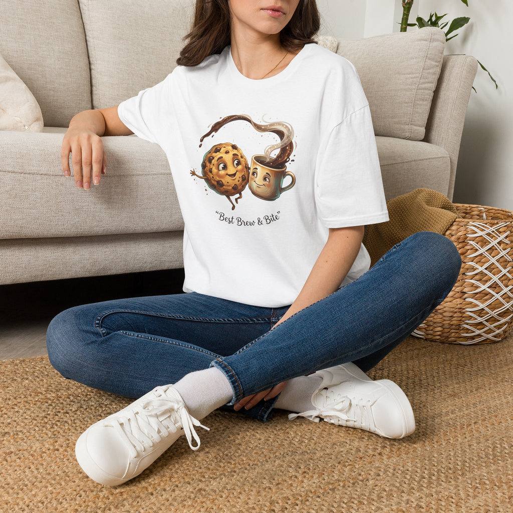 Cookie and Coffee Cartoon T-Shirt | Cute Food Illustration