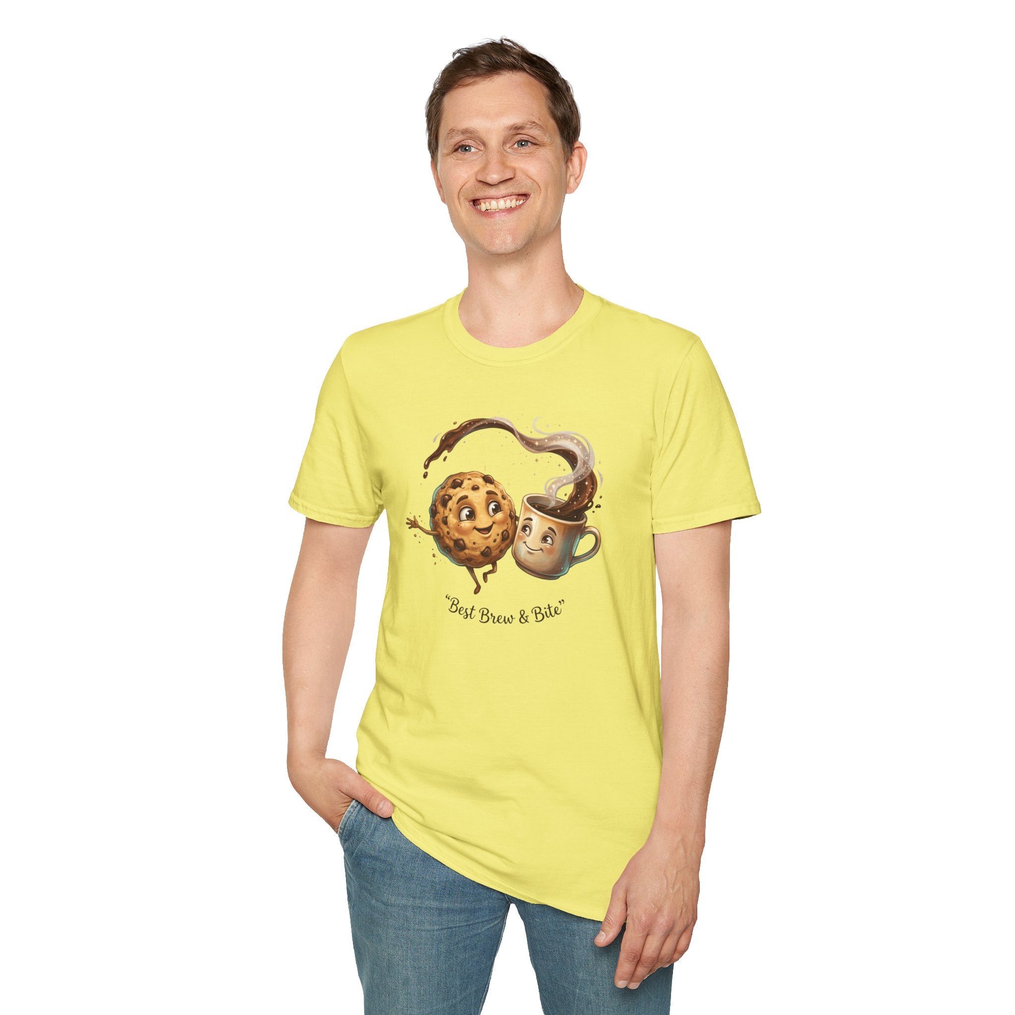 Cookie and Coffee Cartoon T-Shirt | Cute Food Illustration