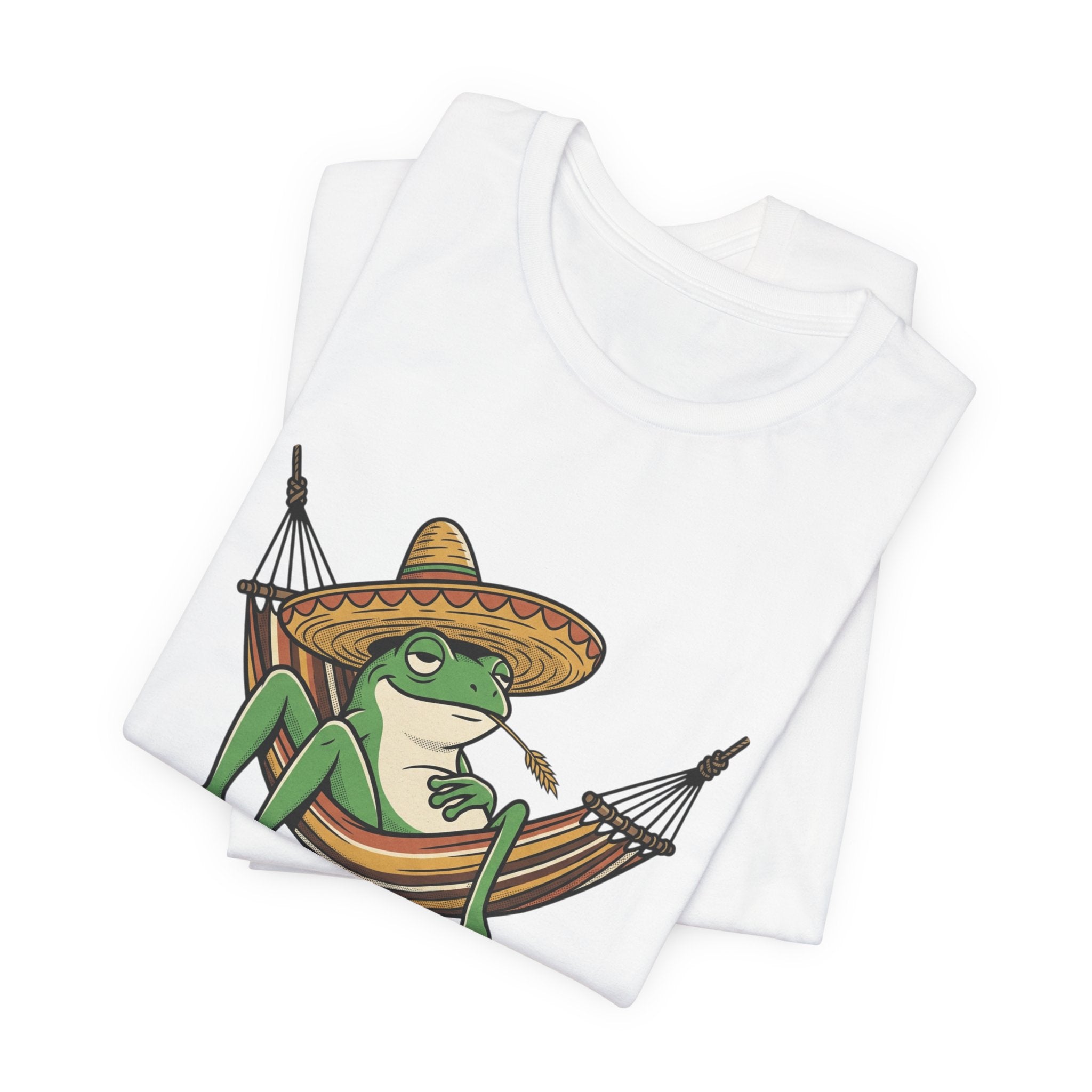 Siesta Mode Frog hammock T-Shirt | Relaxing Sombrero frog tee