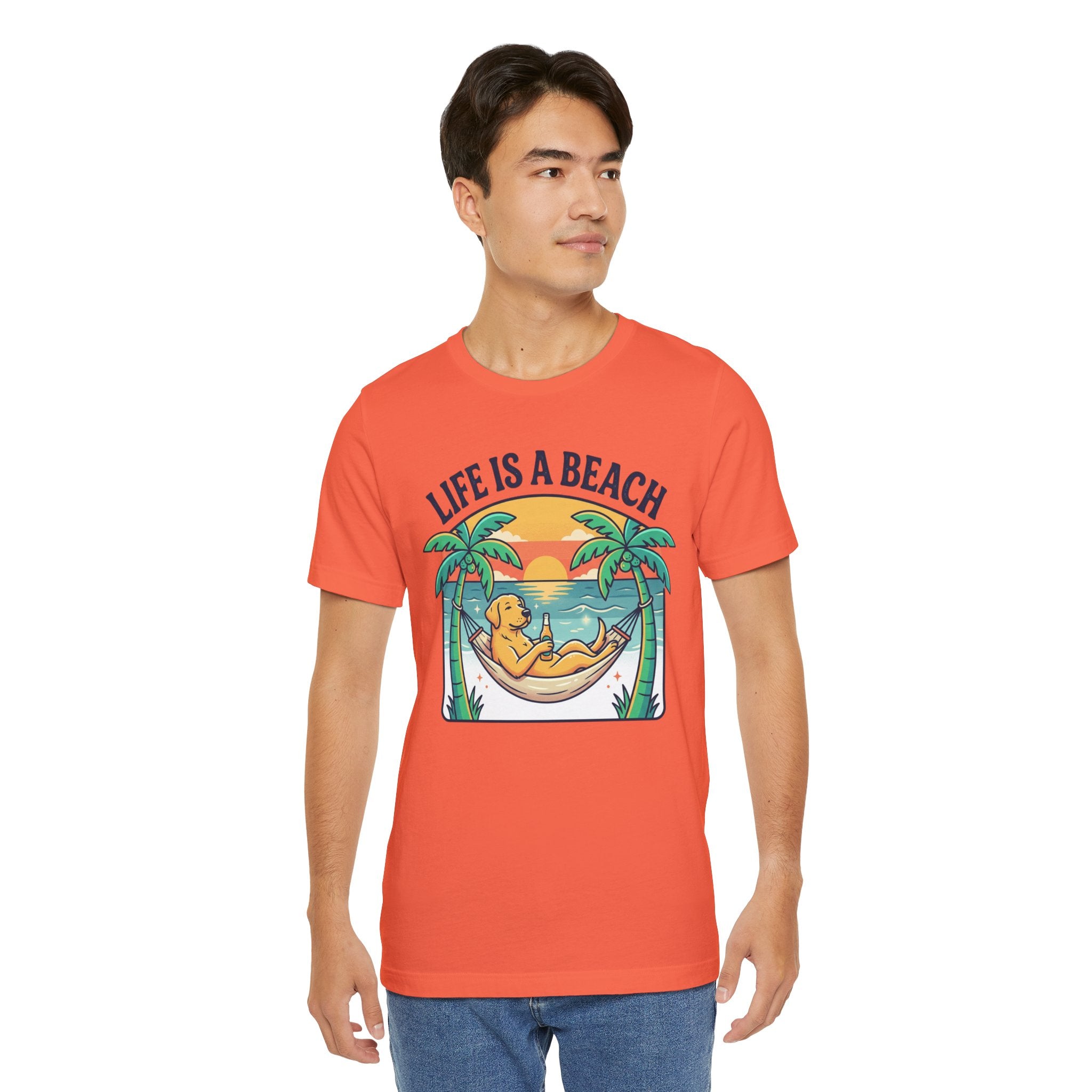 Life Is A Beach dog hammock tee | beach sunset palm trees