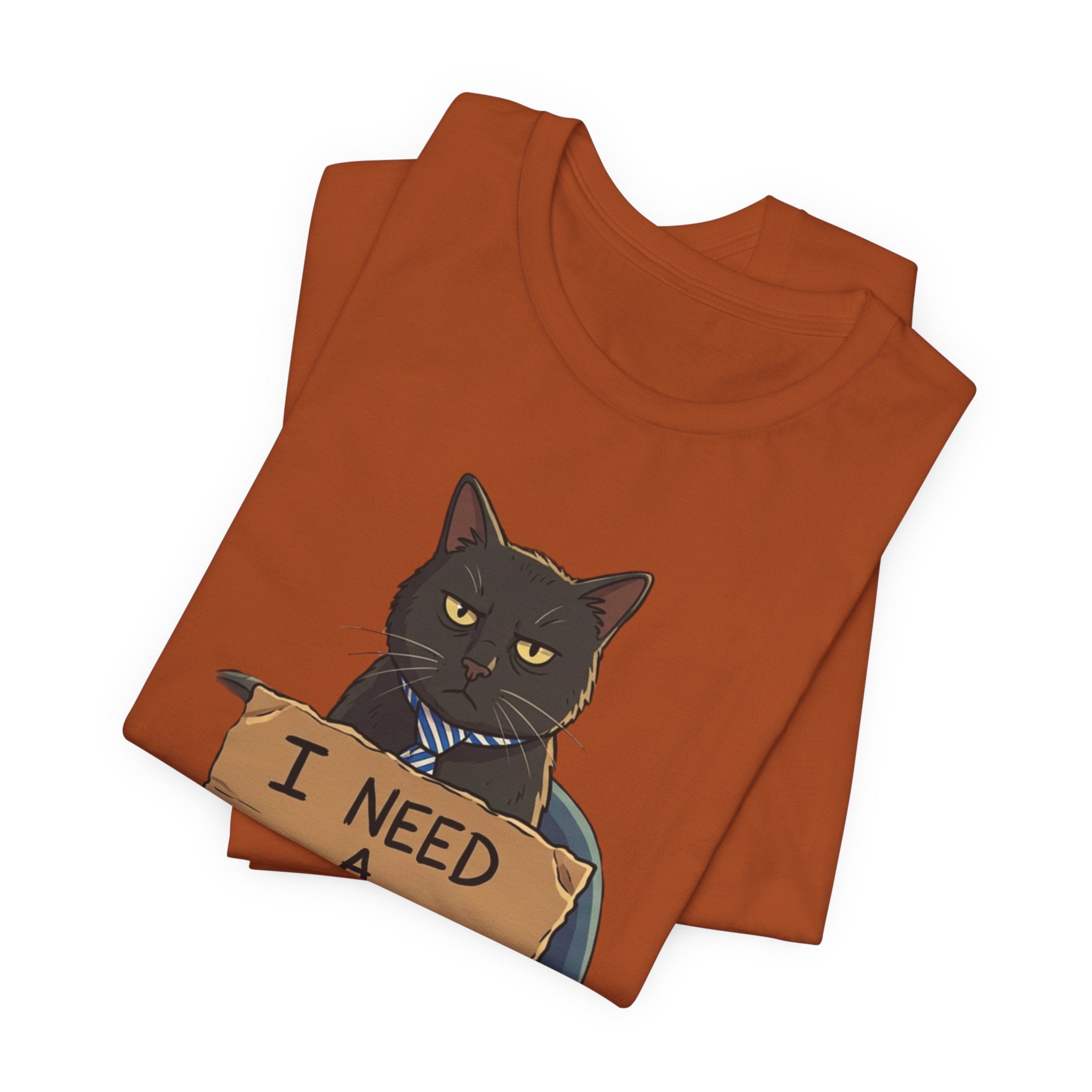 Black Cat Holding 'I Need a Vacation' Tee | Funny Cat Shirt