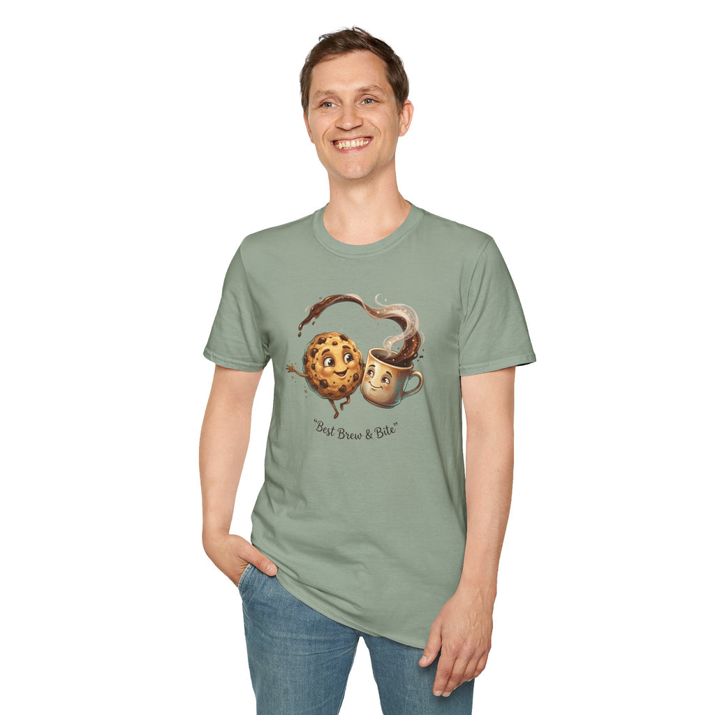 Cookie and Coffee Cartoon T-Shirt | Cute Food Illustration