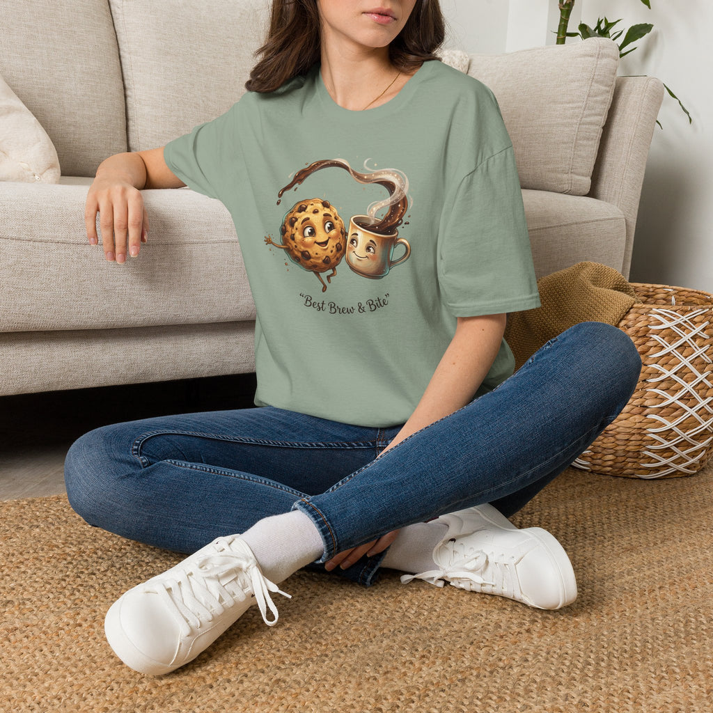 Cookie and Coffee Cartoon T-Shirt | Cute Food Illustration