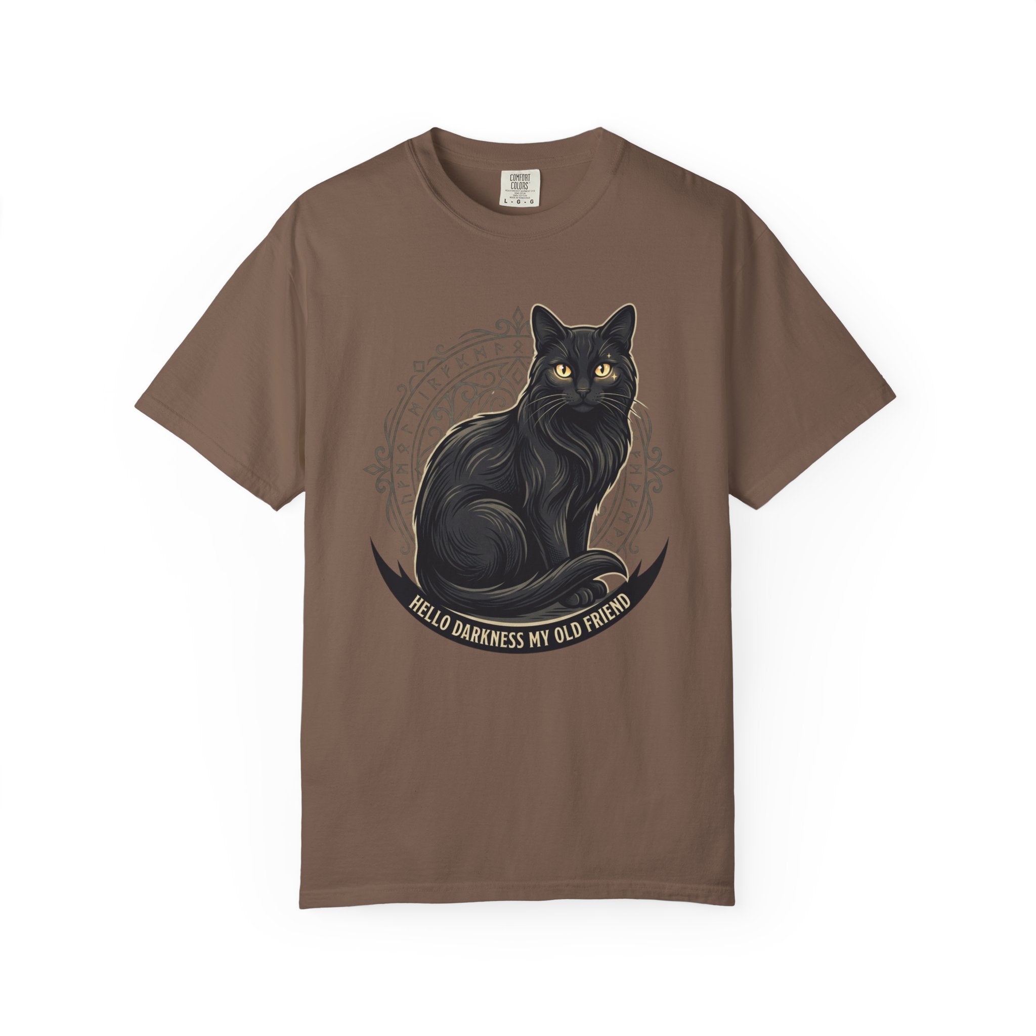 Hello Darkness My Old Friend black cat T-Shirt | Gothic Cat Tee