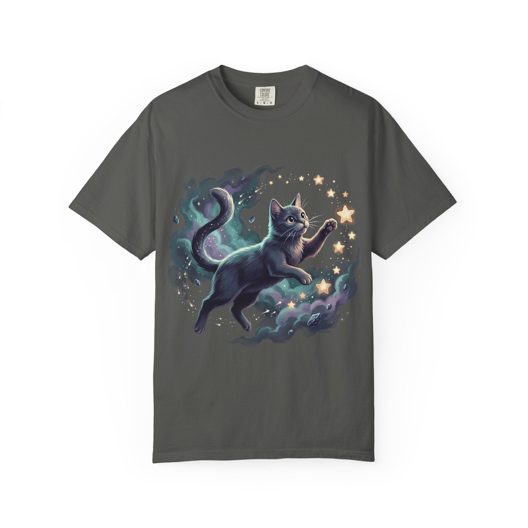 Unisex Garment-Dyed T-shirt/ Cat chasing stars