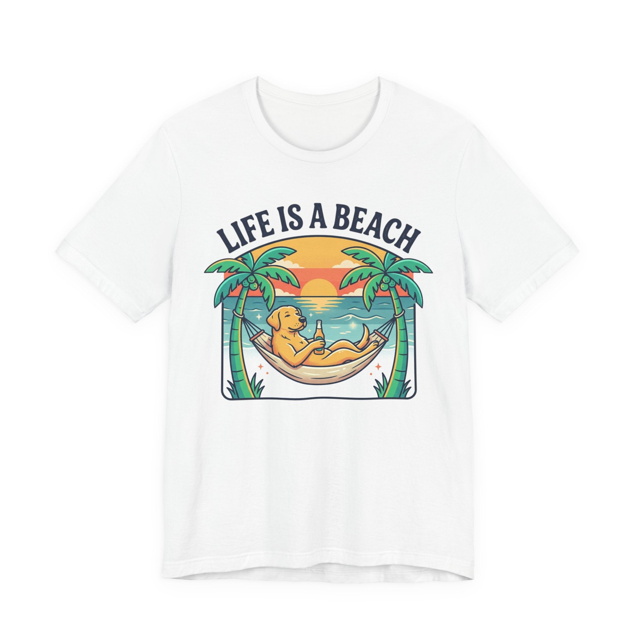 Life Is A Beach dog hammock tee | beach sunset palm trees