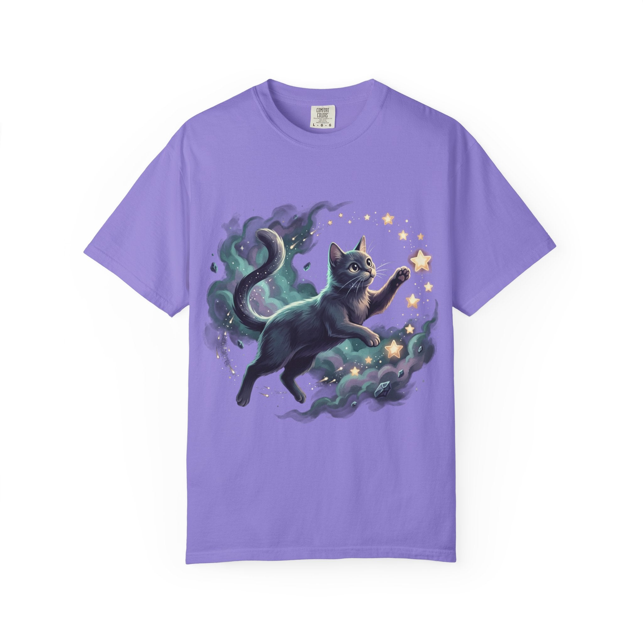 Unisex Garment-Dyed T-shirt/ Cat chasing stars