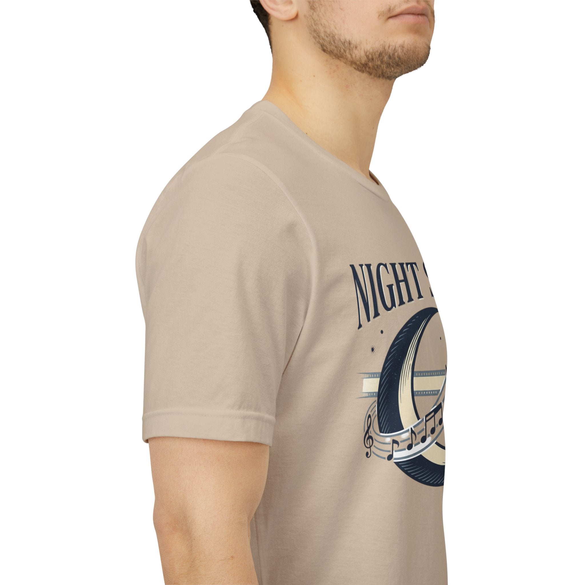 Night Songs crescent moon with musical notes T-Shirt | music tee