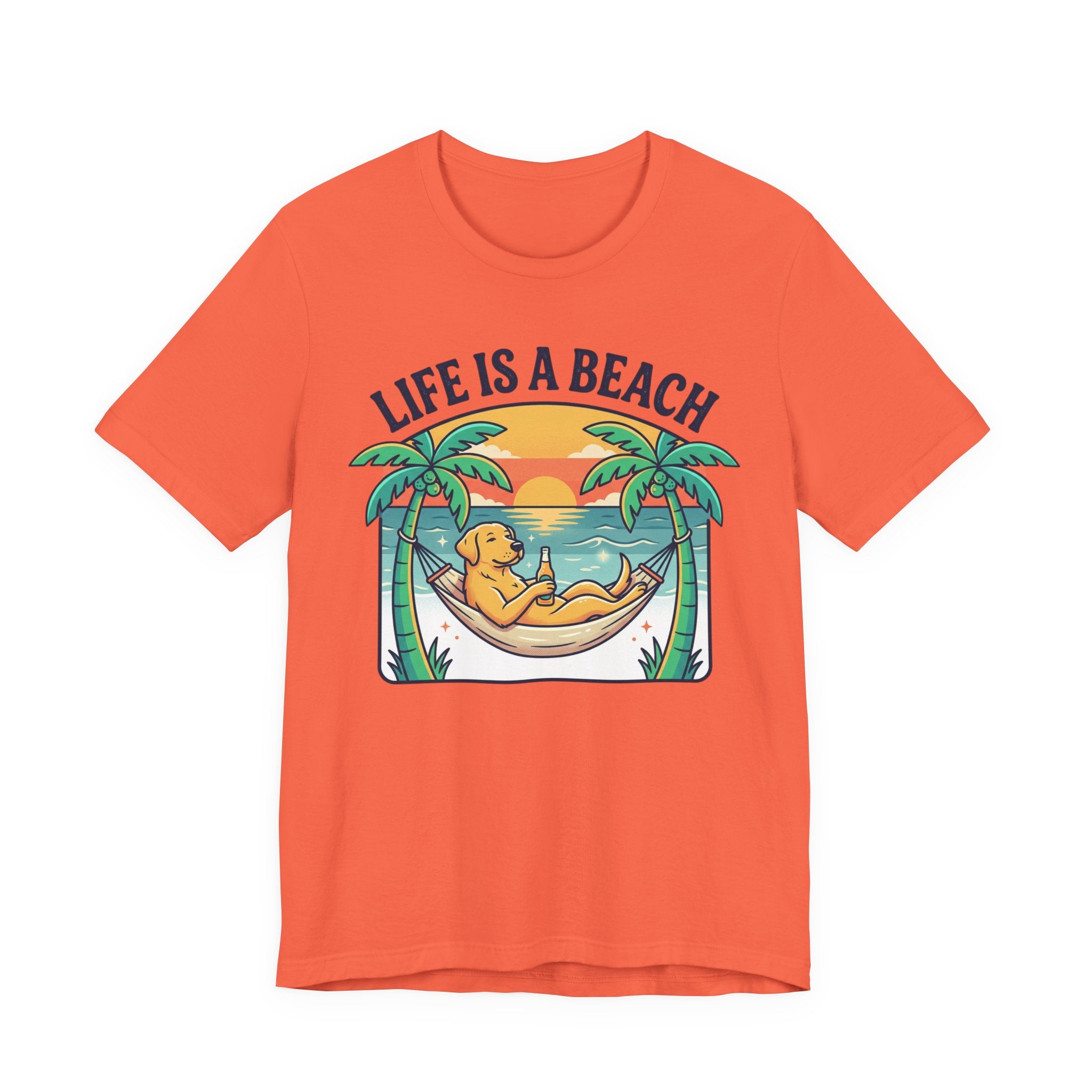 Life Is A Beach dog hammock tee | beach sunset palm trees
