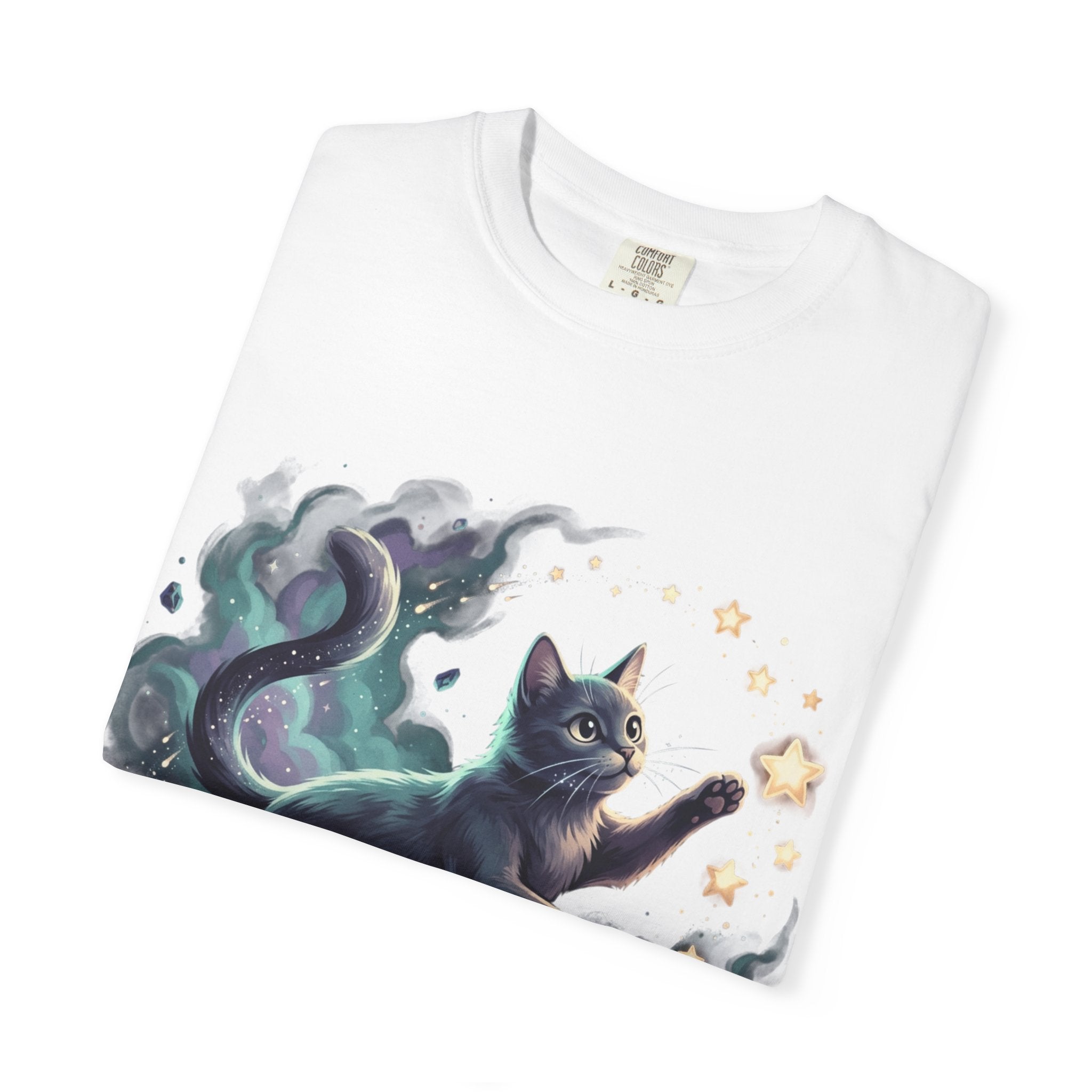 Unisex Garment-Dyed T-shirt/ Cat chasing stars