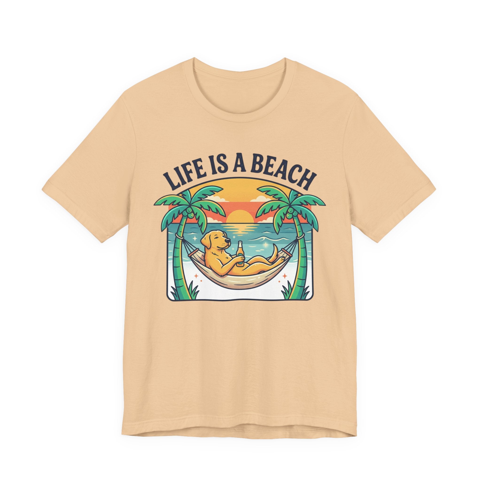 Life Is A Beach dog hammock tee | beach sunset palm trees