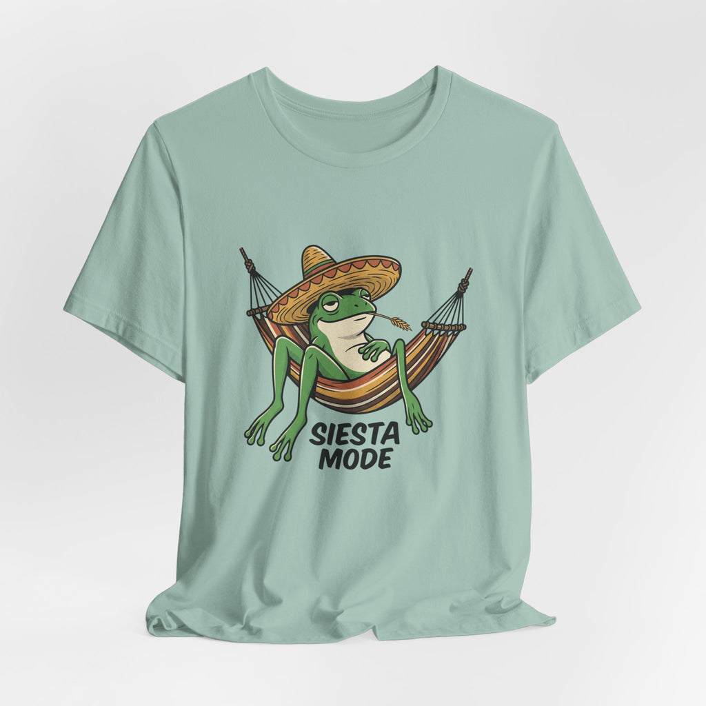 Siesta Mode Frog hammock T-Shirt | Relaxing Sombrero frog tee