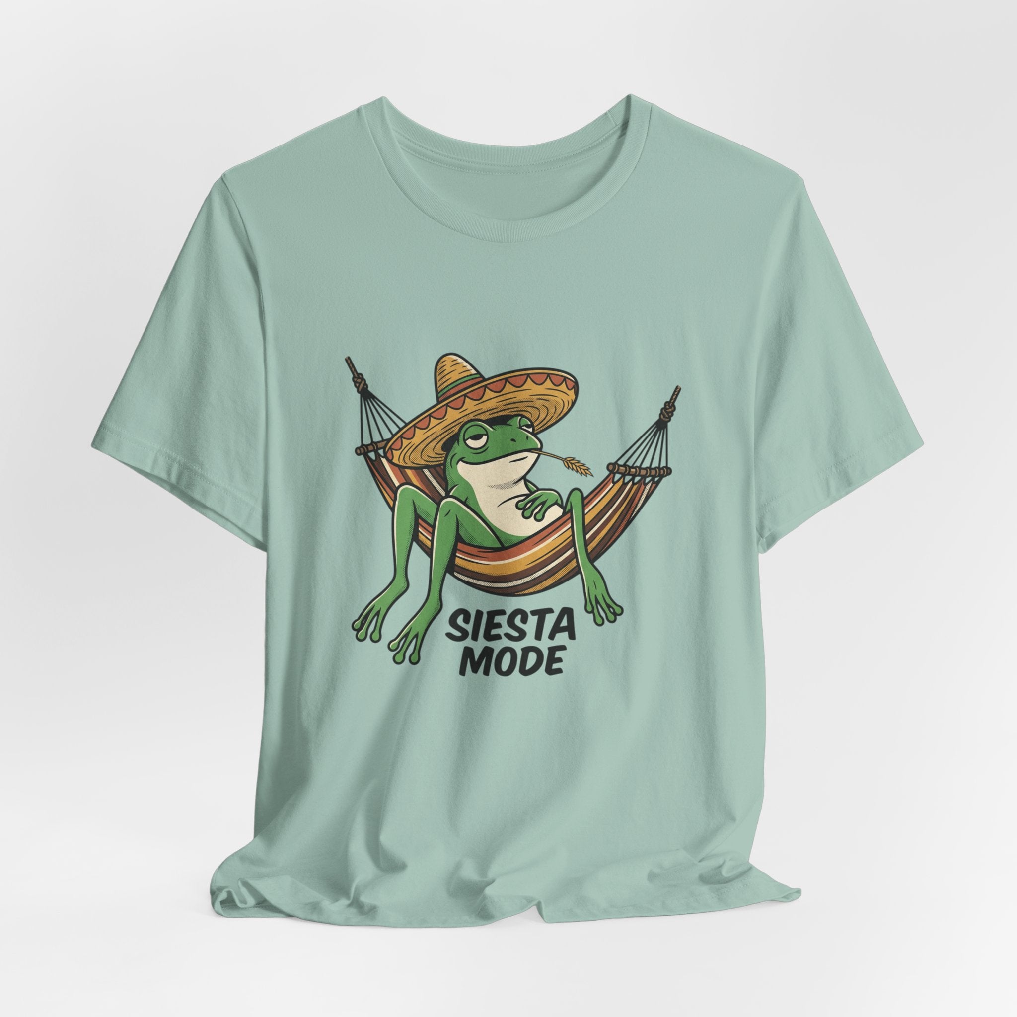 Siesta Mode Frog hammock T-Shirt | Relaxing Sombrero frog tee