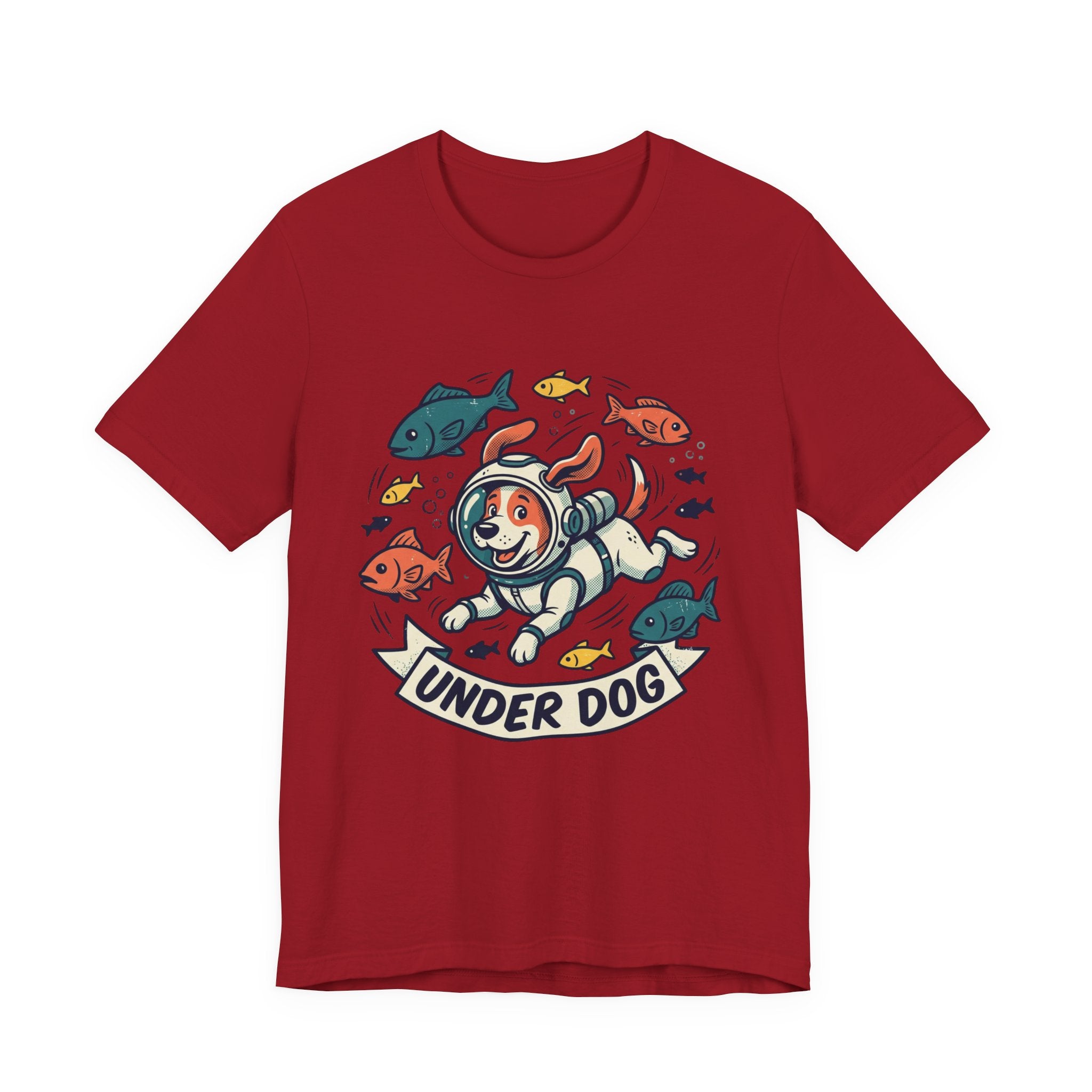 Under Dog scuba diver dog tee, fish, vintage cartoon