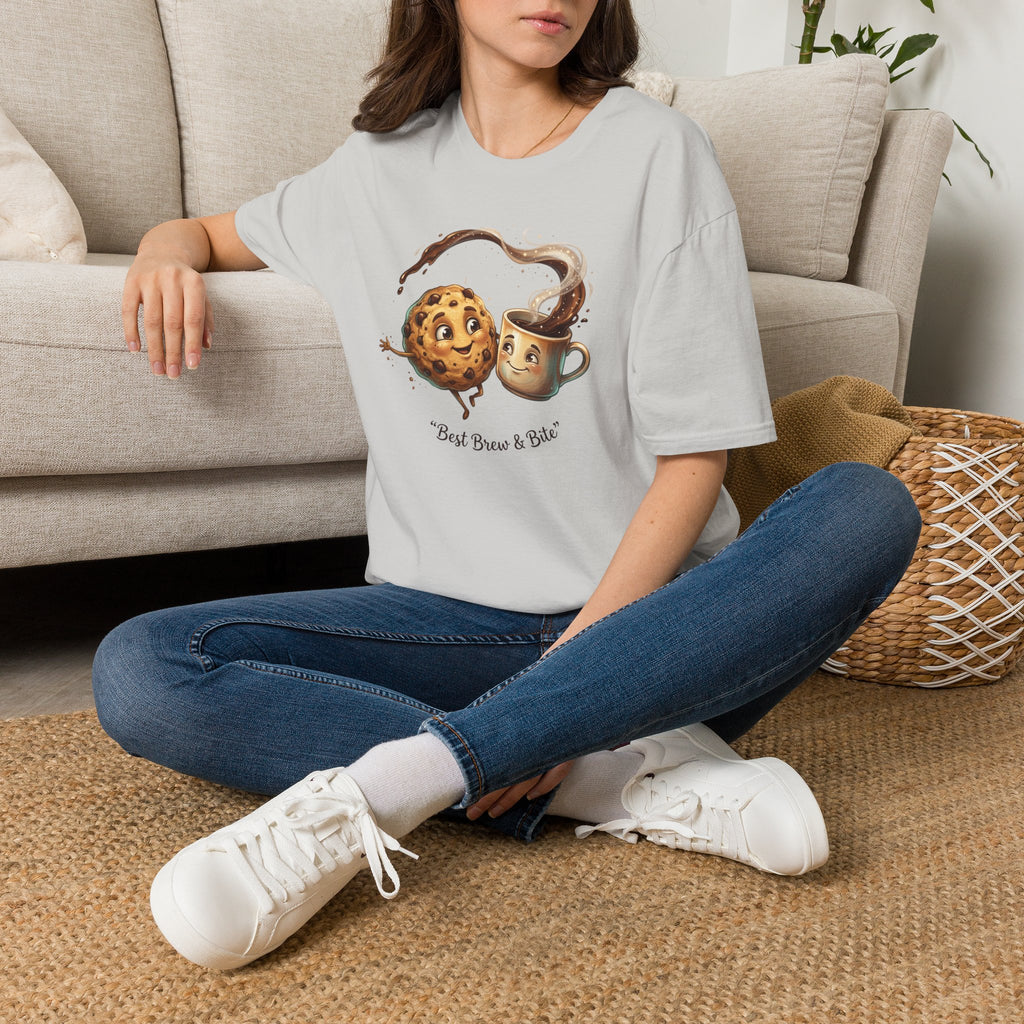 Cookie and Coffee Cartoon T-Shirt | Cute Food Illustration