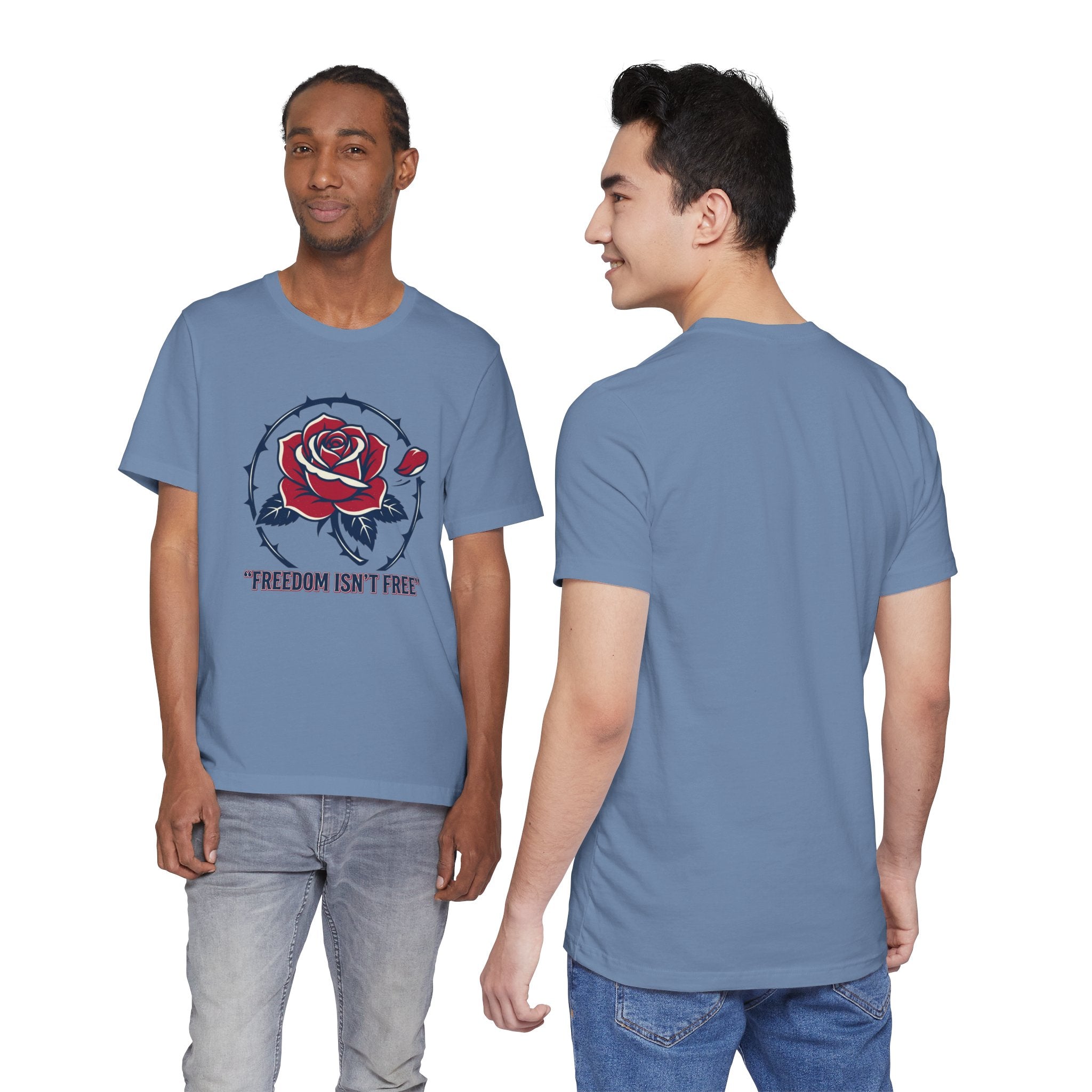 Freedom Isn't Free Rose Tee | Patriotic Rose and Barbed Wire T-Shirt