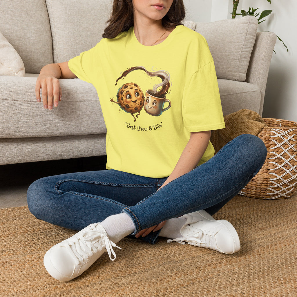 Cookie and Coffee Cartoon T-Shirt | Cute Food Illustration