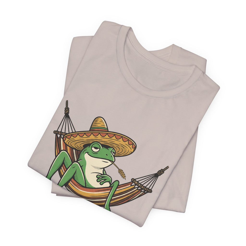 Siesta Mode Frog hammock T-Shirt | Relaxing Sombrero frog tee