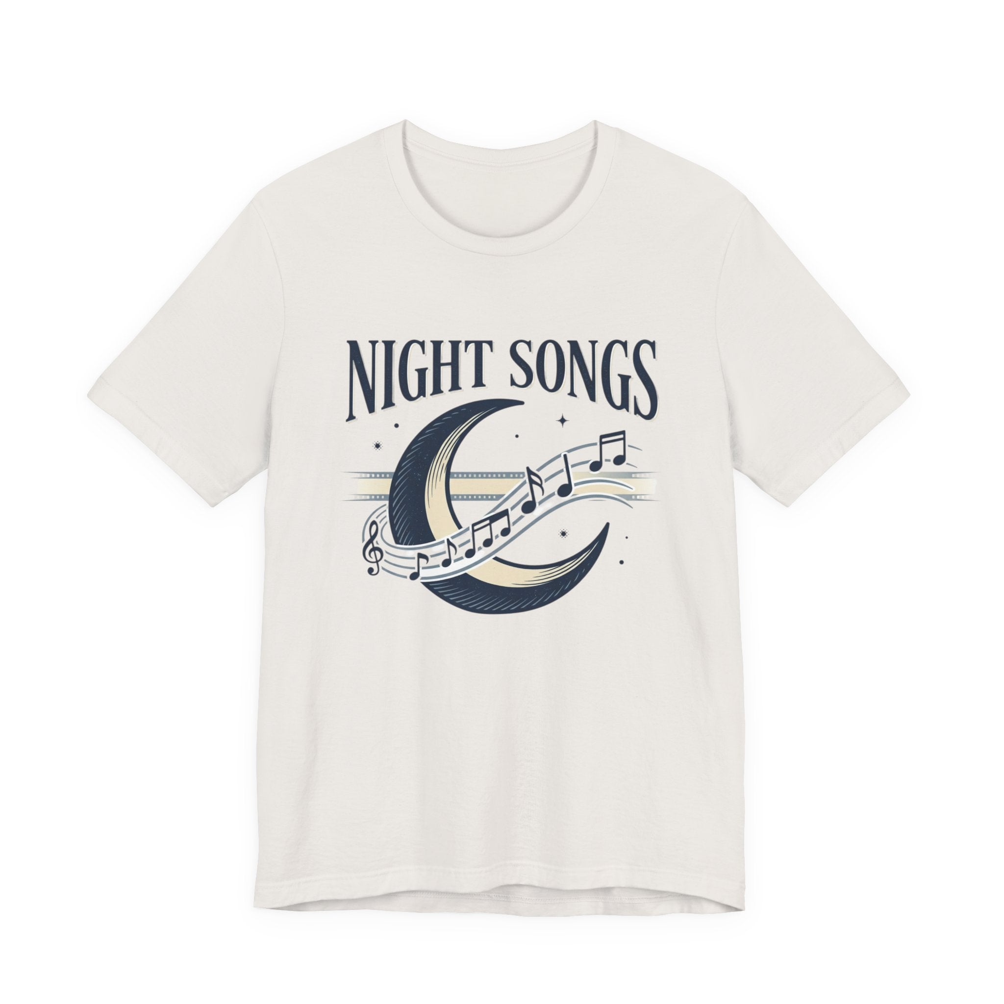 Night Songs crescent moon with musical notes T-Shirt | music tee
