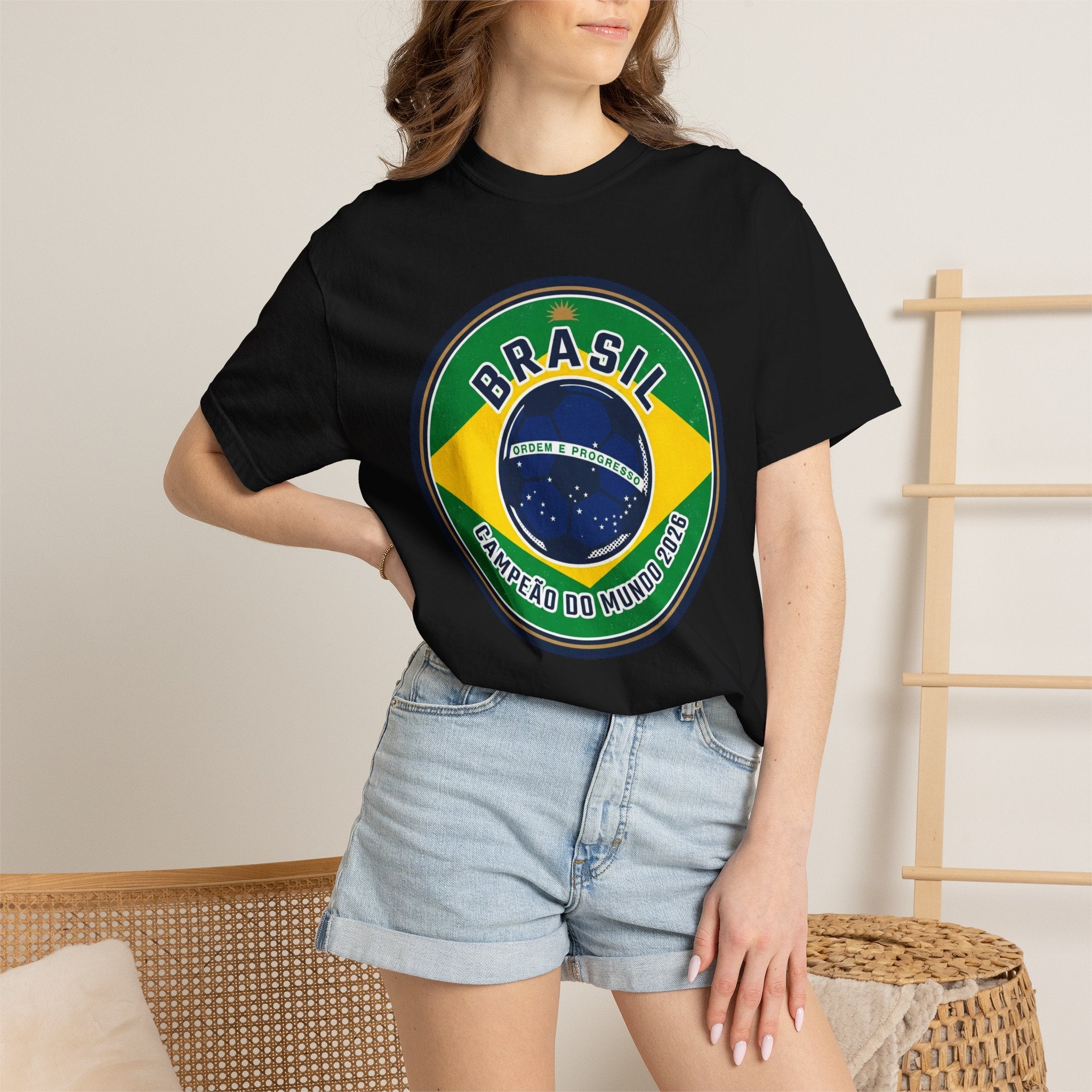 Brasil Flag Emblem T-Shirt | Brazil Campeonato do Mundo 2022
