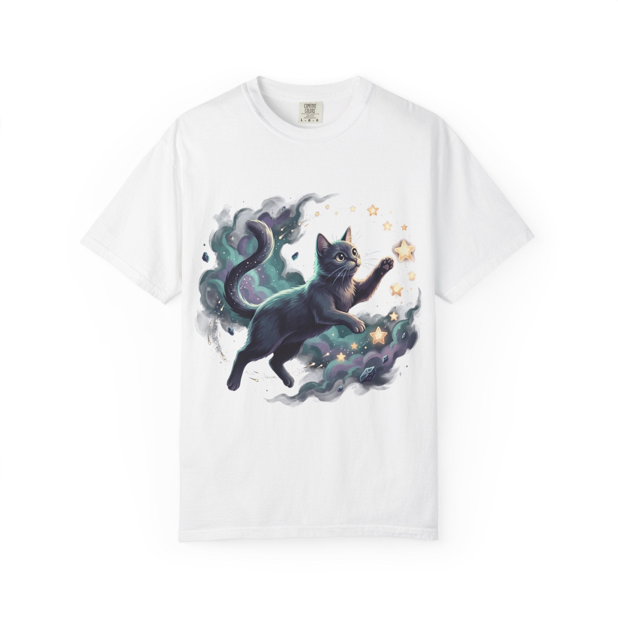 Unisex Garment-Dyed T-shirt/ Cat chasing stars