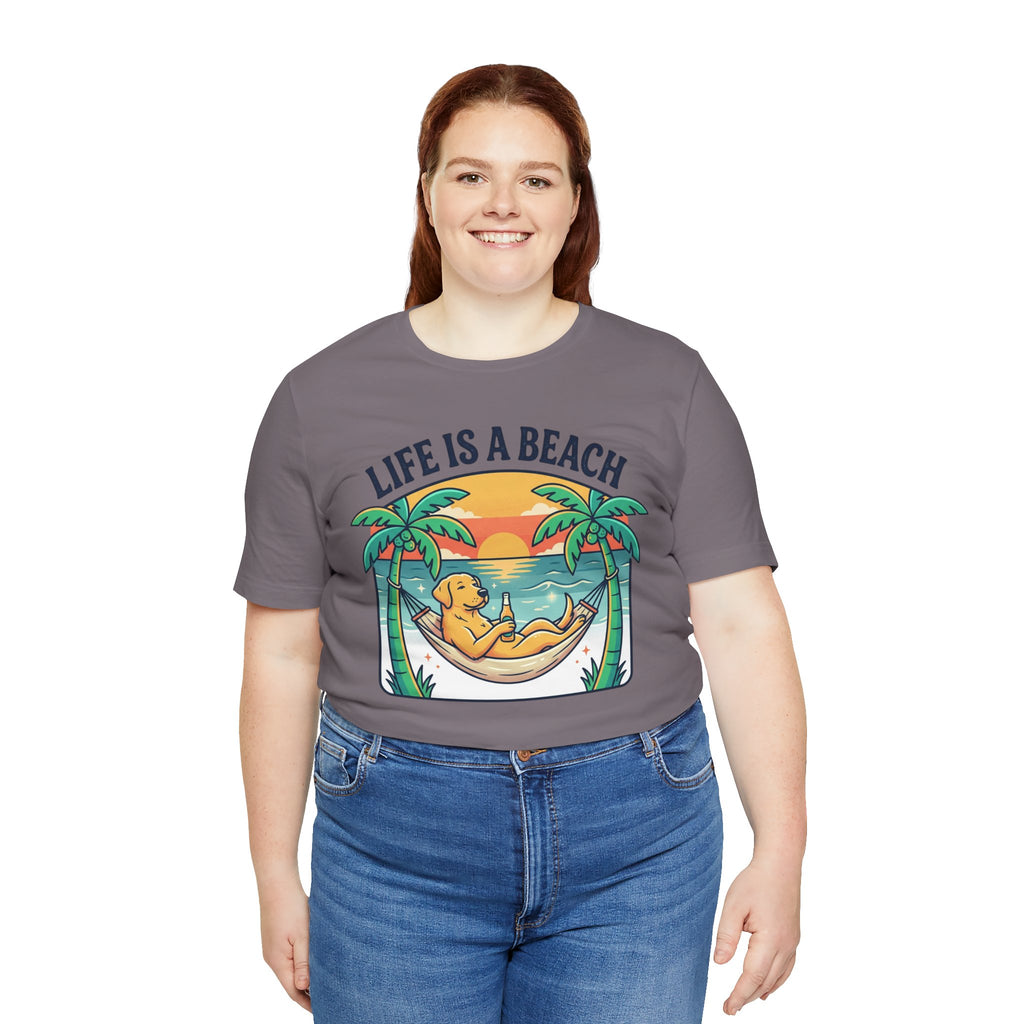 Life Is A Beach dog hammock tee | beach sunset palm trees