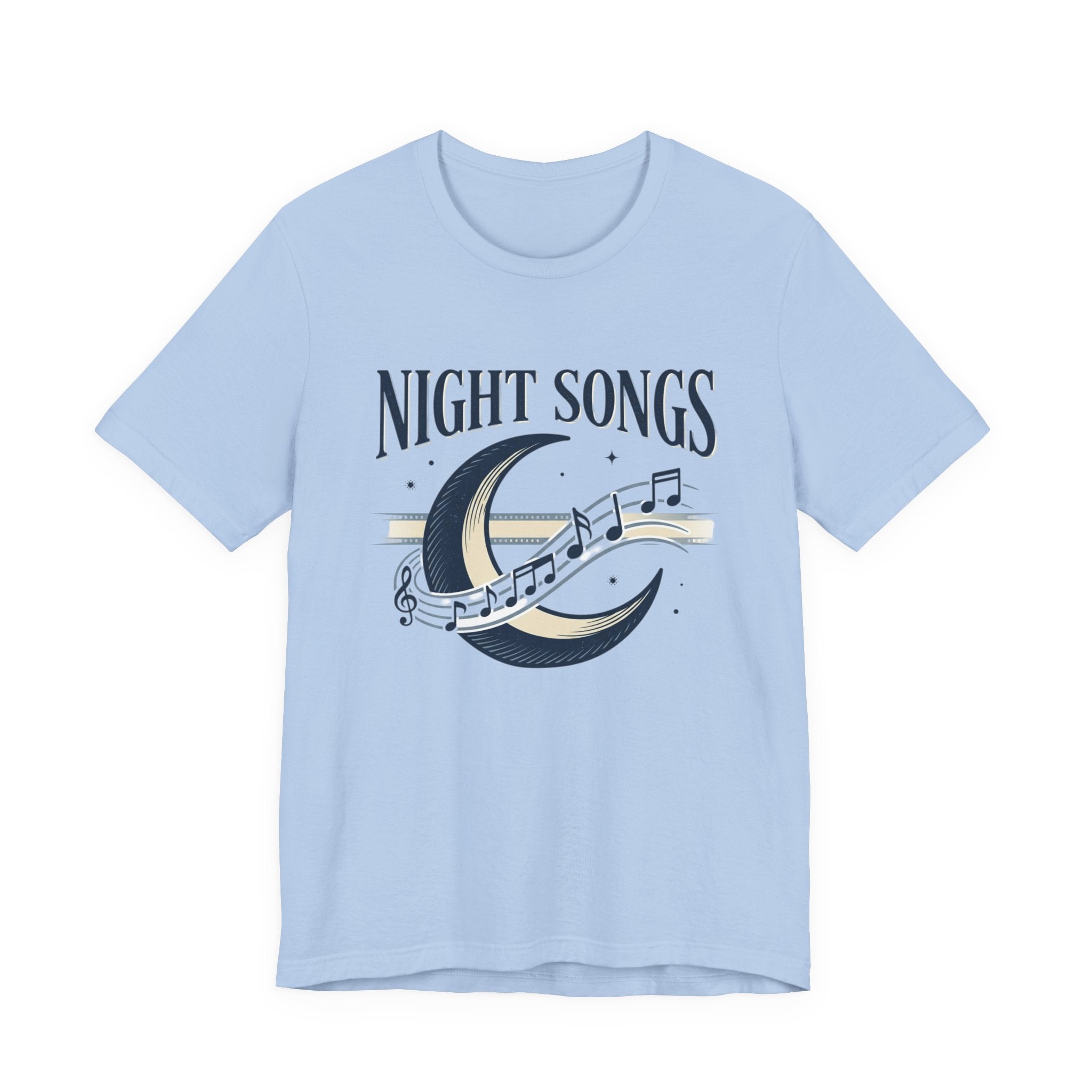 Night Songs crescent moon with musical notes T-Shirt | music tee