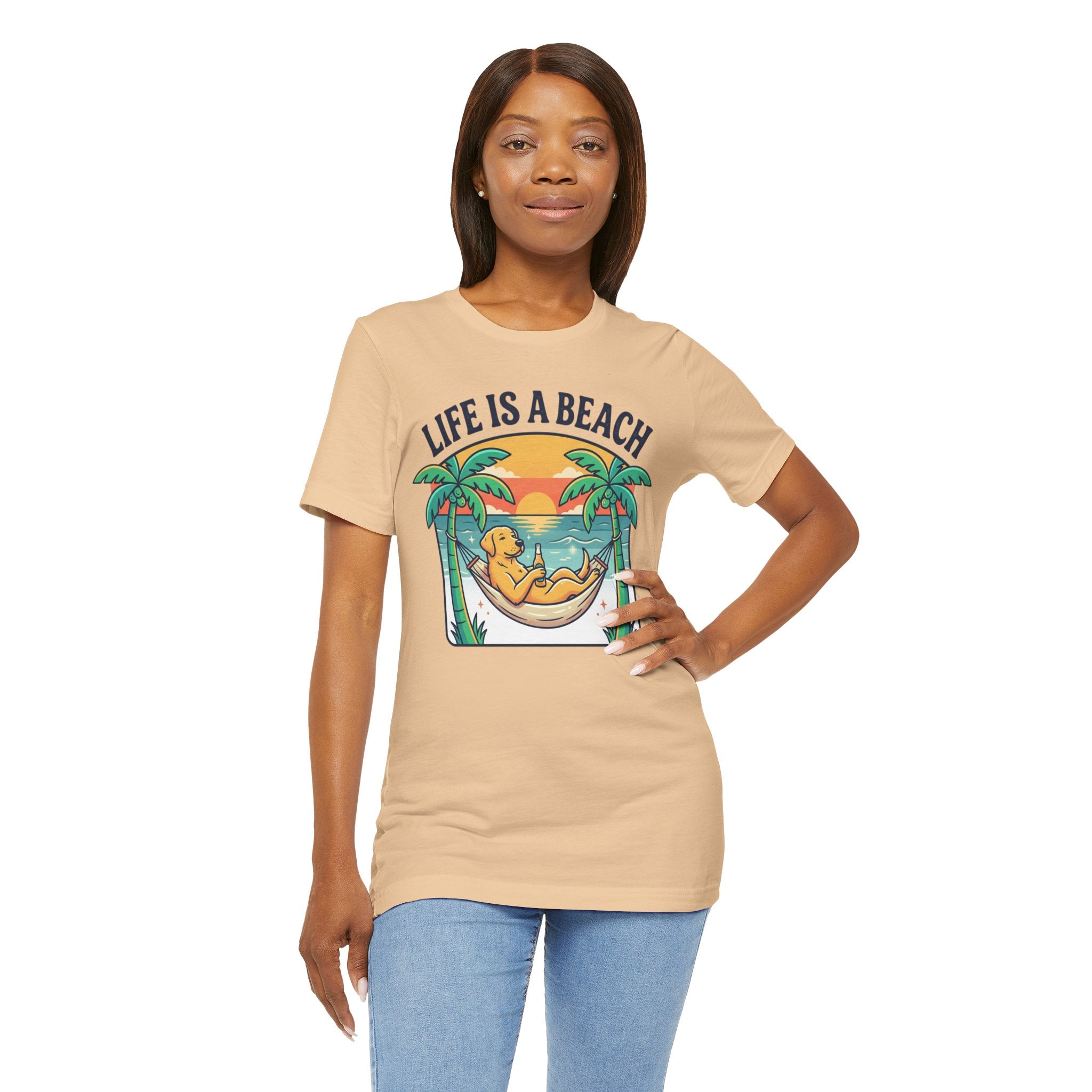 Life Is A Beach dog hammock tee | beach sunset palm trees