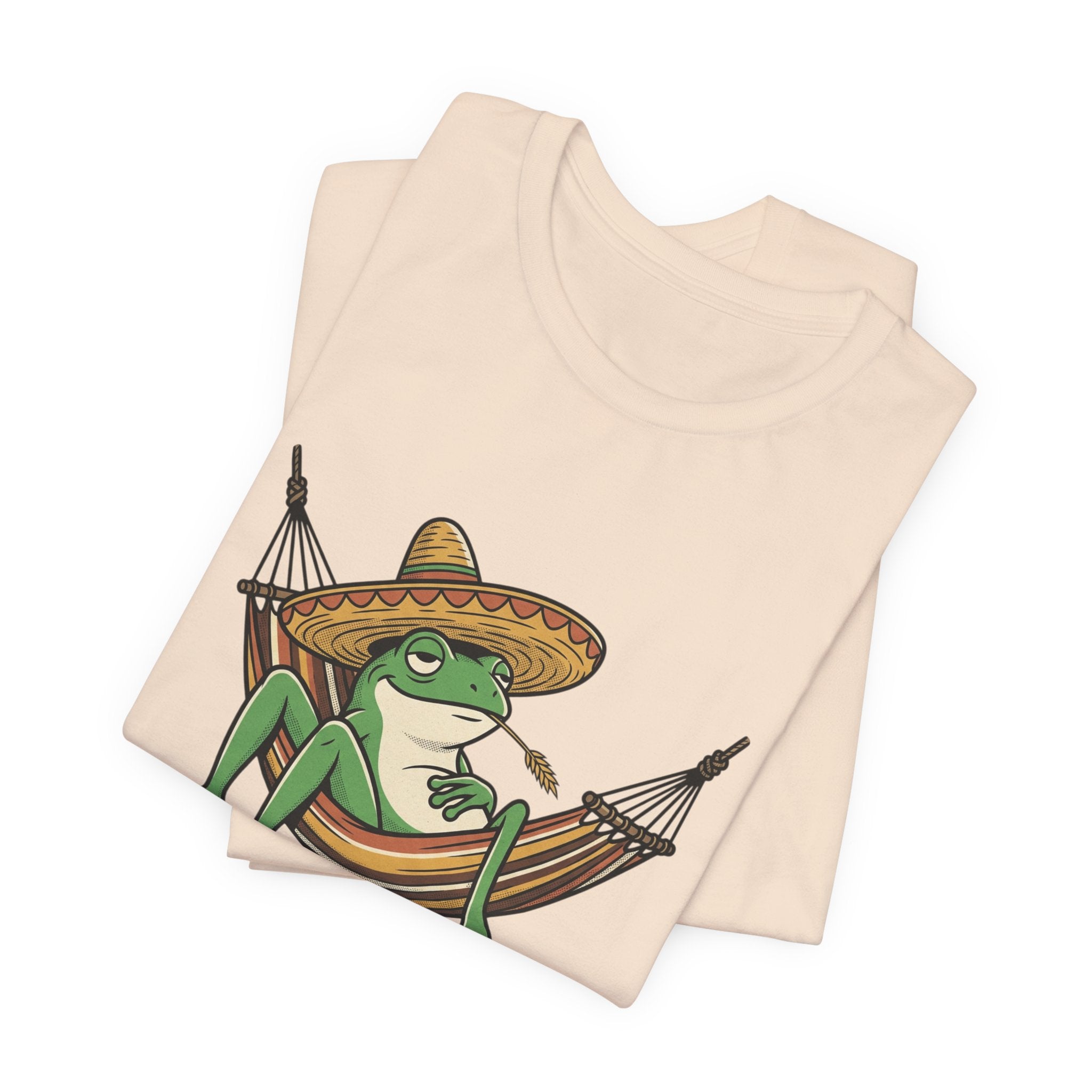 Siesta Mode Frog hammock T-Shirt | Relaxing Sombrero frog tee