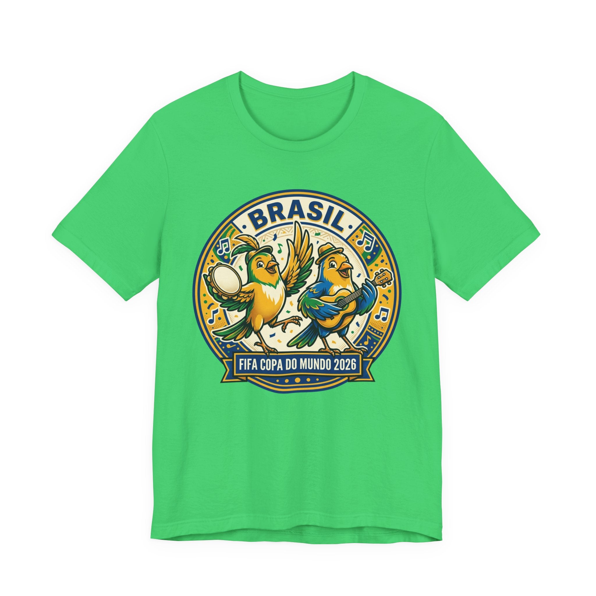 Unisex Jersey Short Sleeve Tee Brazilian canaries playing samba.