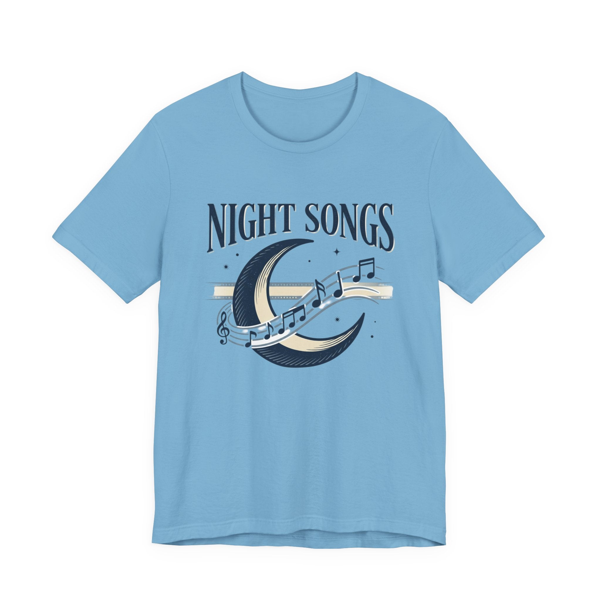 Night Songs crescent moon with musical notes T-Shirt | music tee