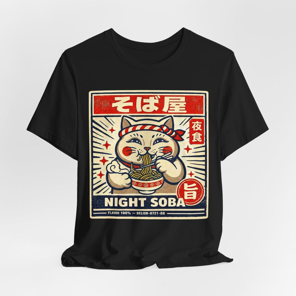 Maneki Neko Night Soba T-Shirt | Ramen Cat Graphic Tee