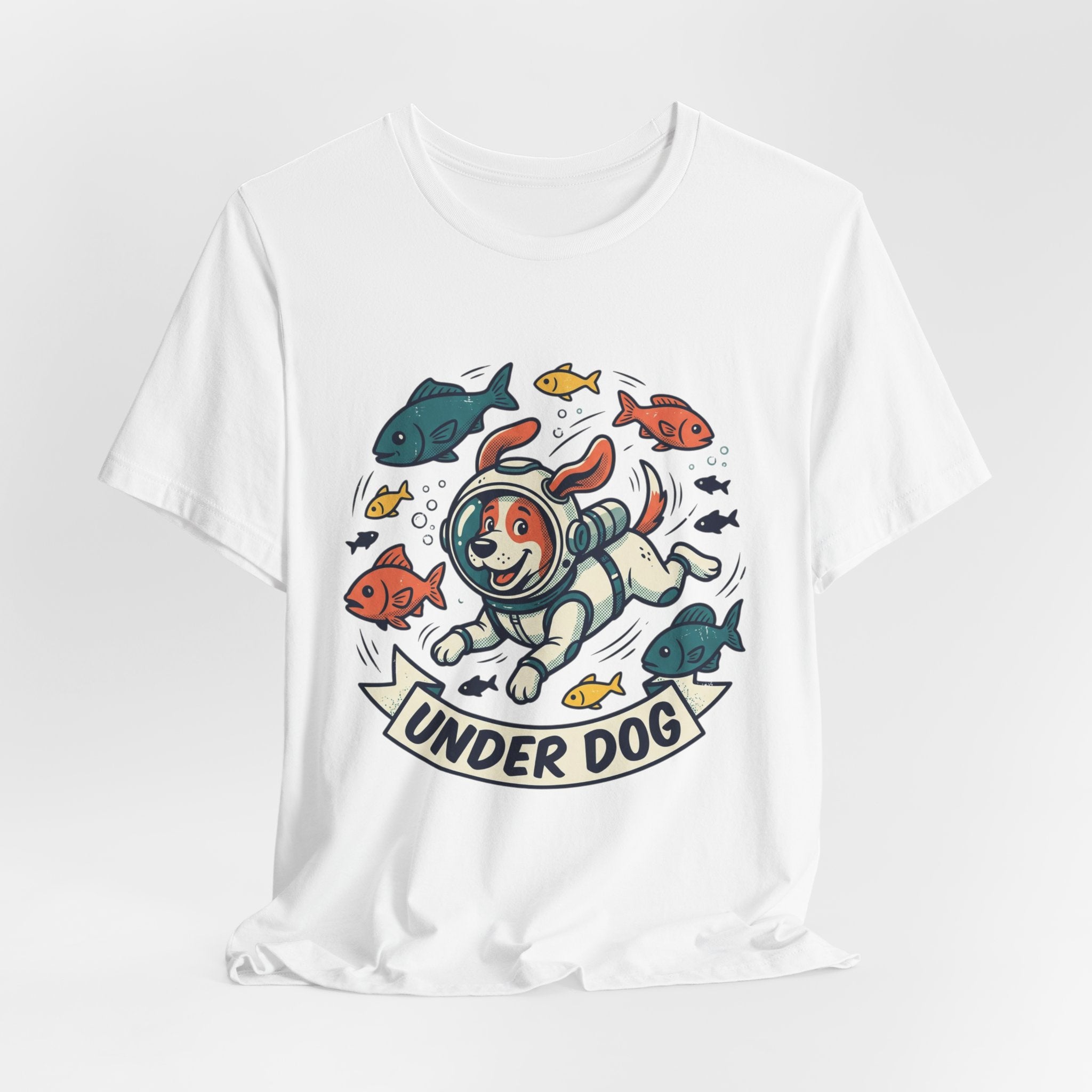 Under Dog scuba diver dog tee, fish, vintage cartoon