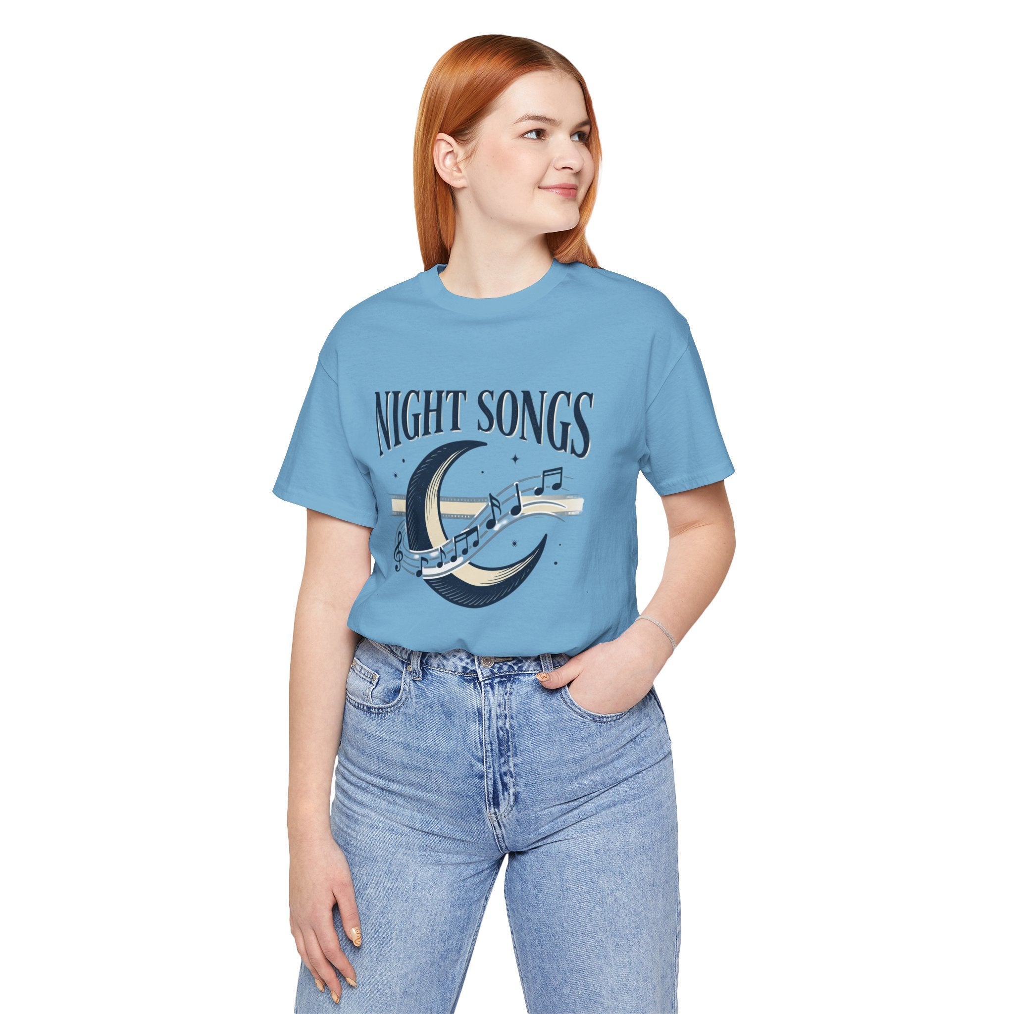 Night Songs crescent moon with musical notes T-Shirt | music tee