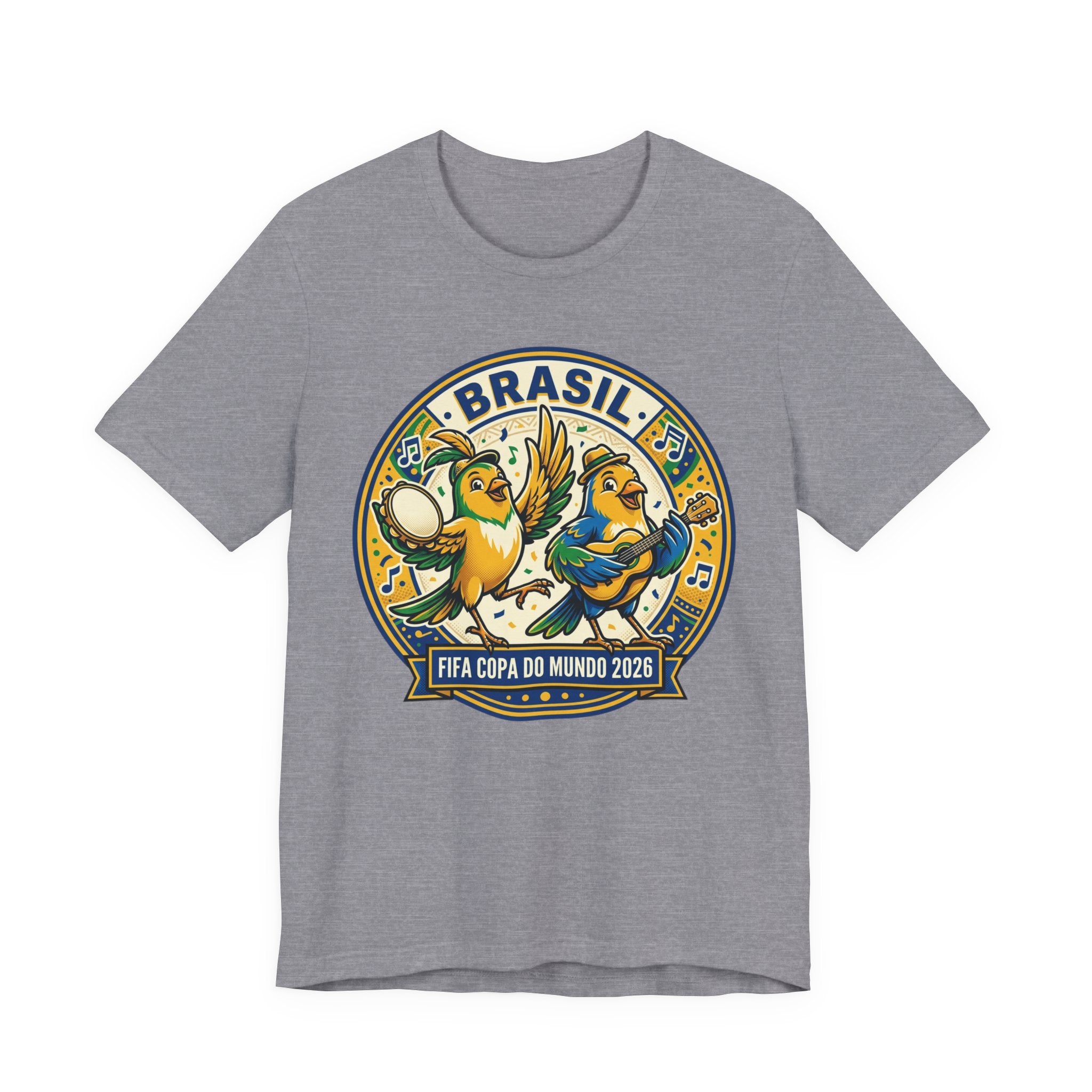 Unisex Jersey Short Sleeve Tee Brazilian canaries playing samba.