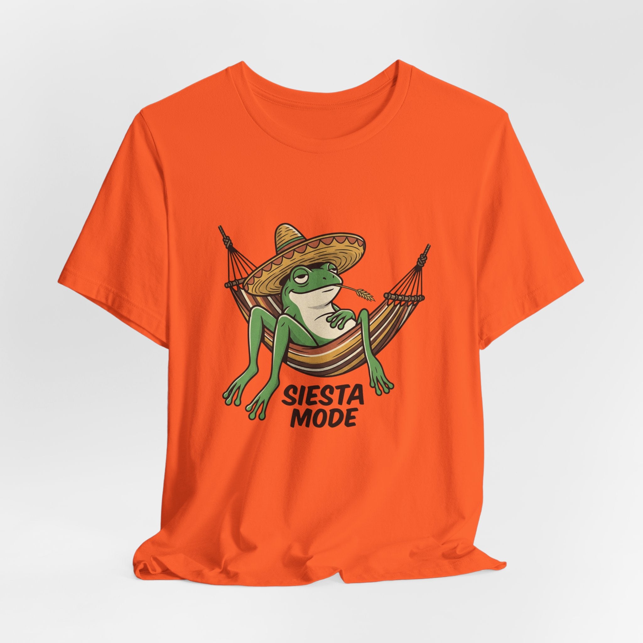Siesta Mode Frog hammock T-Shirt | Relaxing Sombrero frog tee