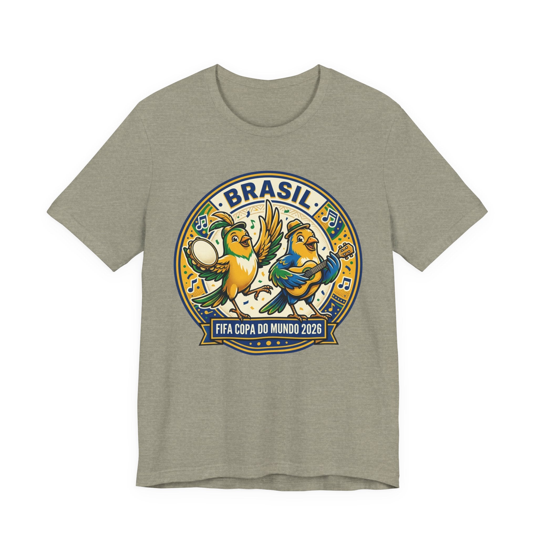 Unisex Jersey Short Sleeve Tee Brazilian canaries playing samba.