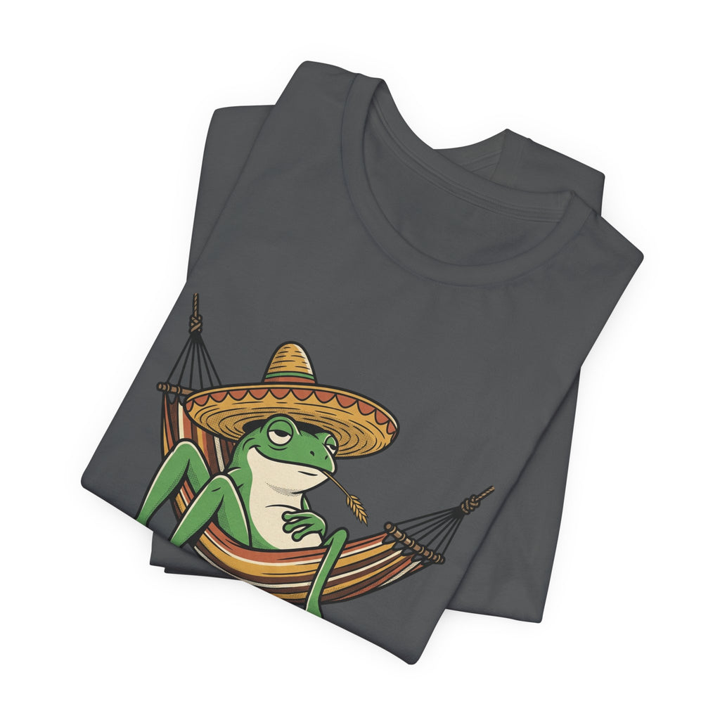 Siesta Mode Frog hammock T-Shirt | Relaxing Sombrero frog tee