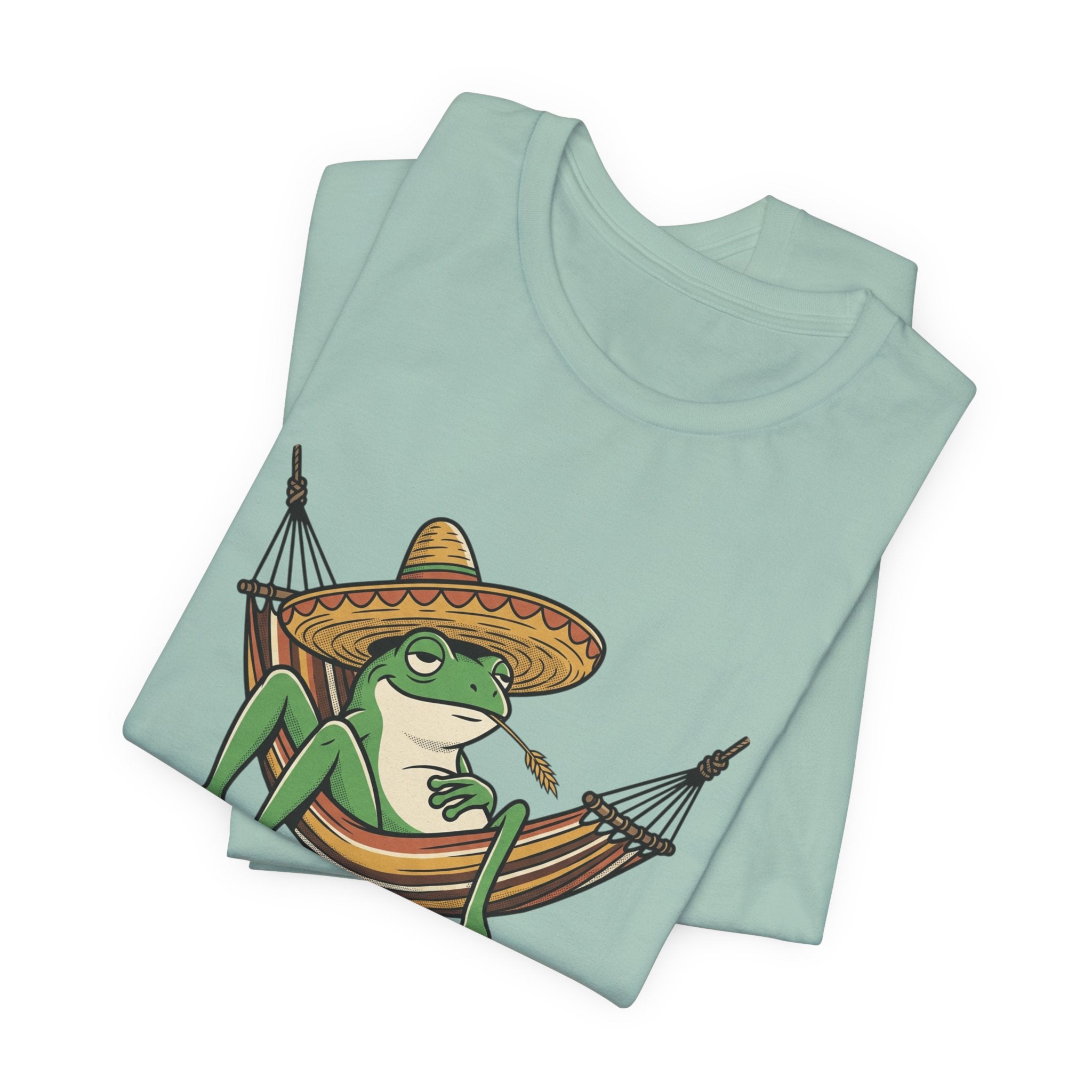 Siesta Mode Frog hammock T-Shirt | Relaxing Sombrero frog tee