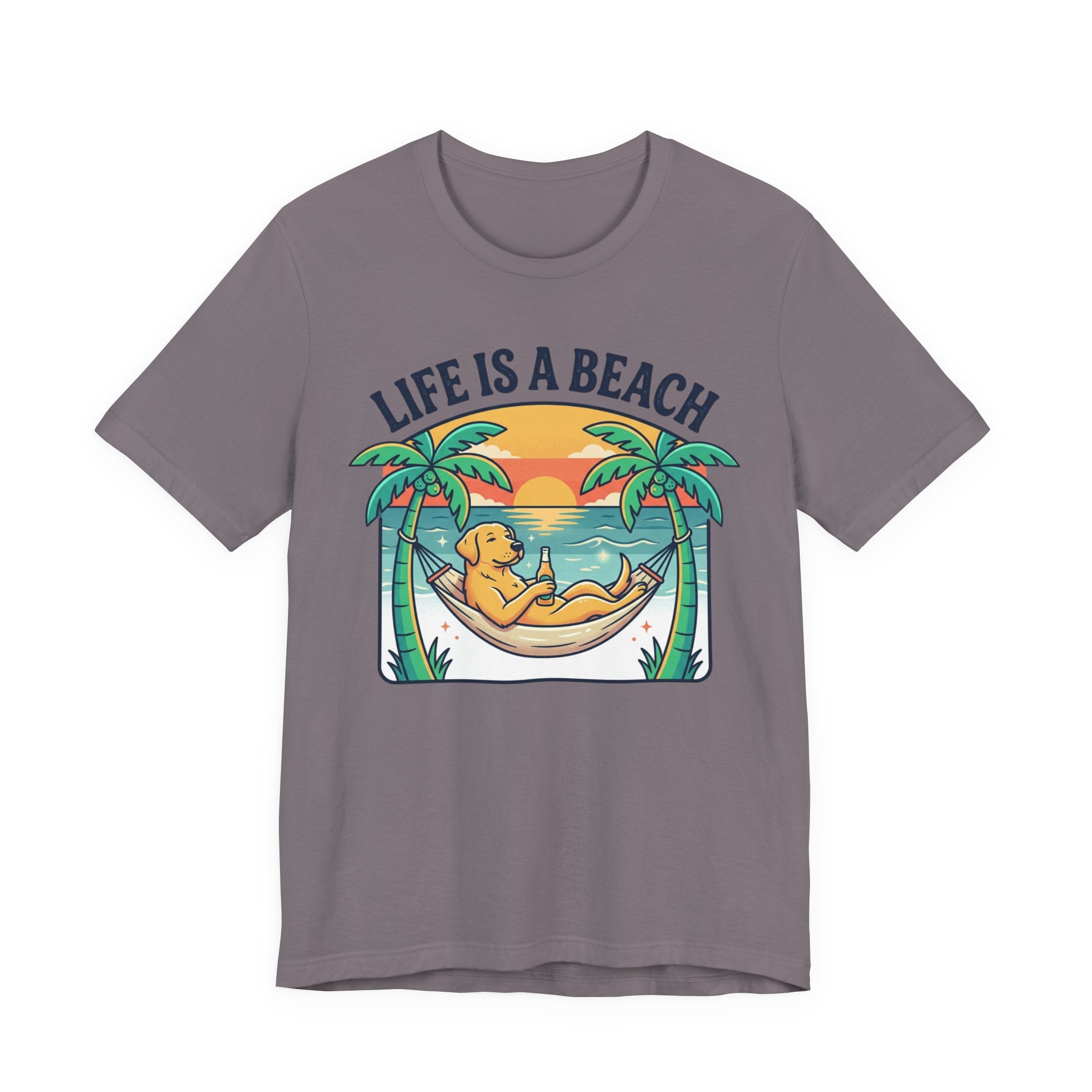 Life Is A Beach dog hammock tee | beach sunset palm trees