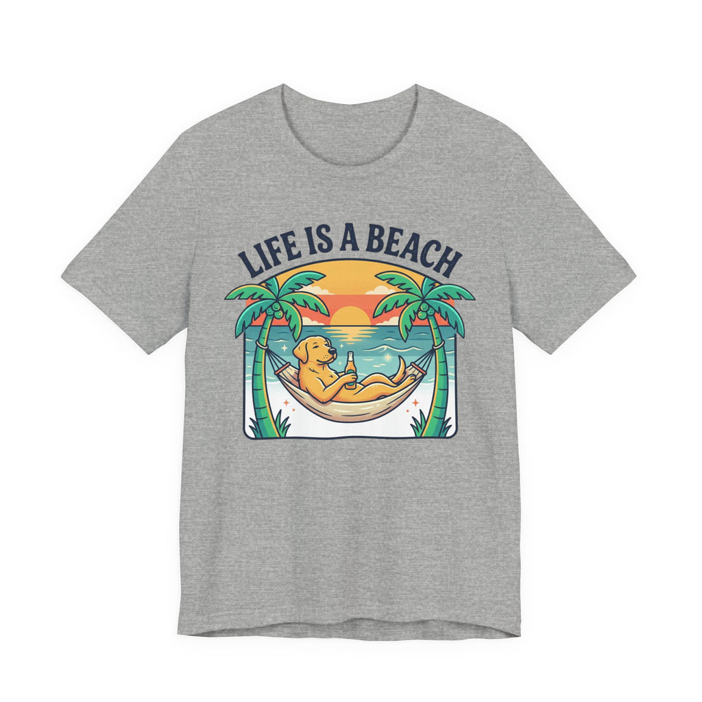 Life Is A Beach dog hammock tee | beach sunset palm trees